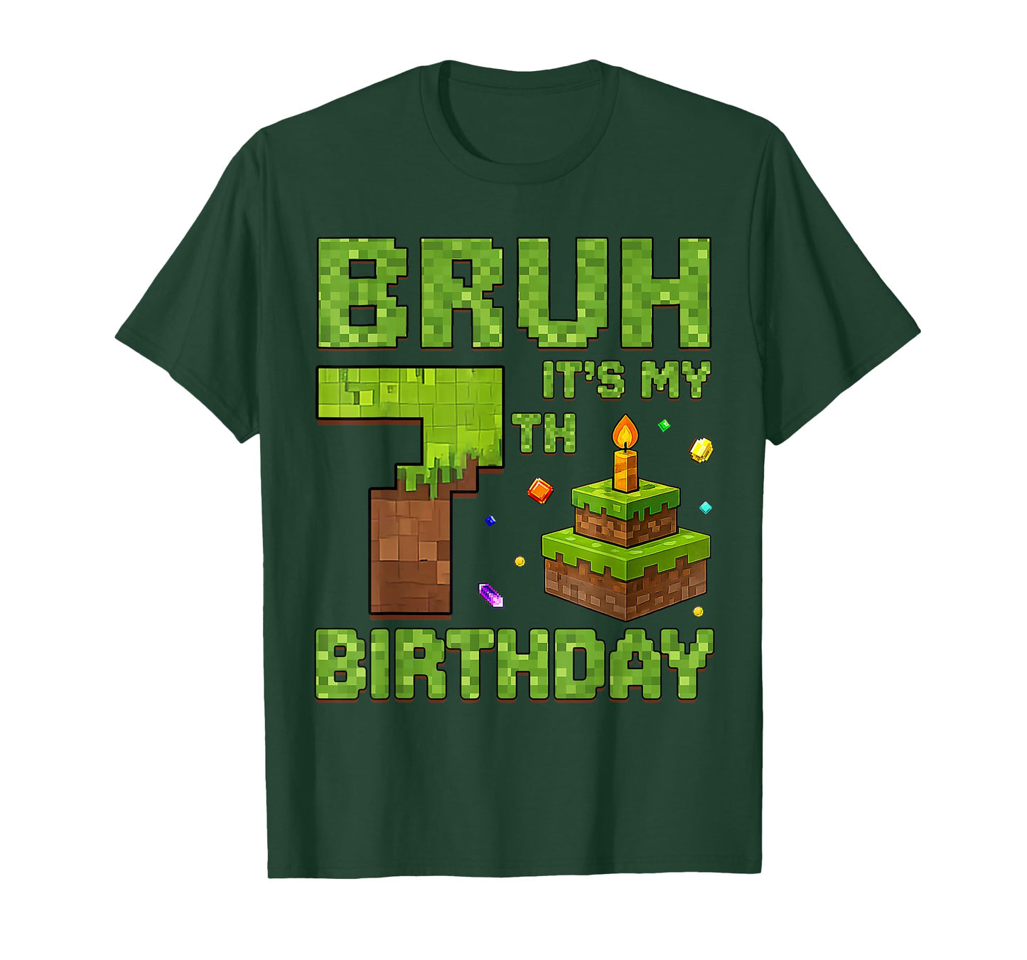 Funny Birthday Boy Bruh It's My 7th Birthday Game Pixel T-Shirt