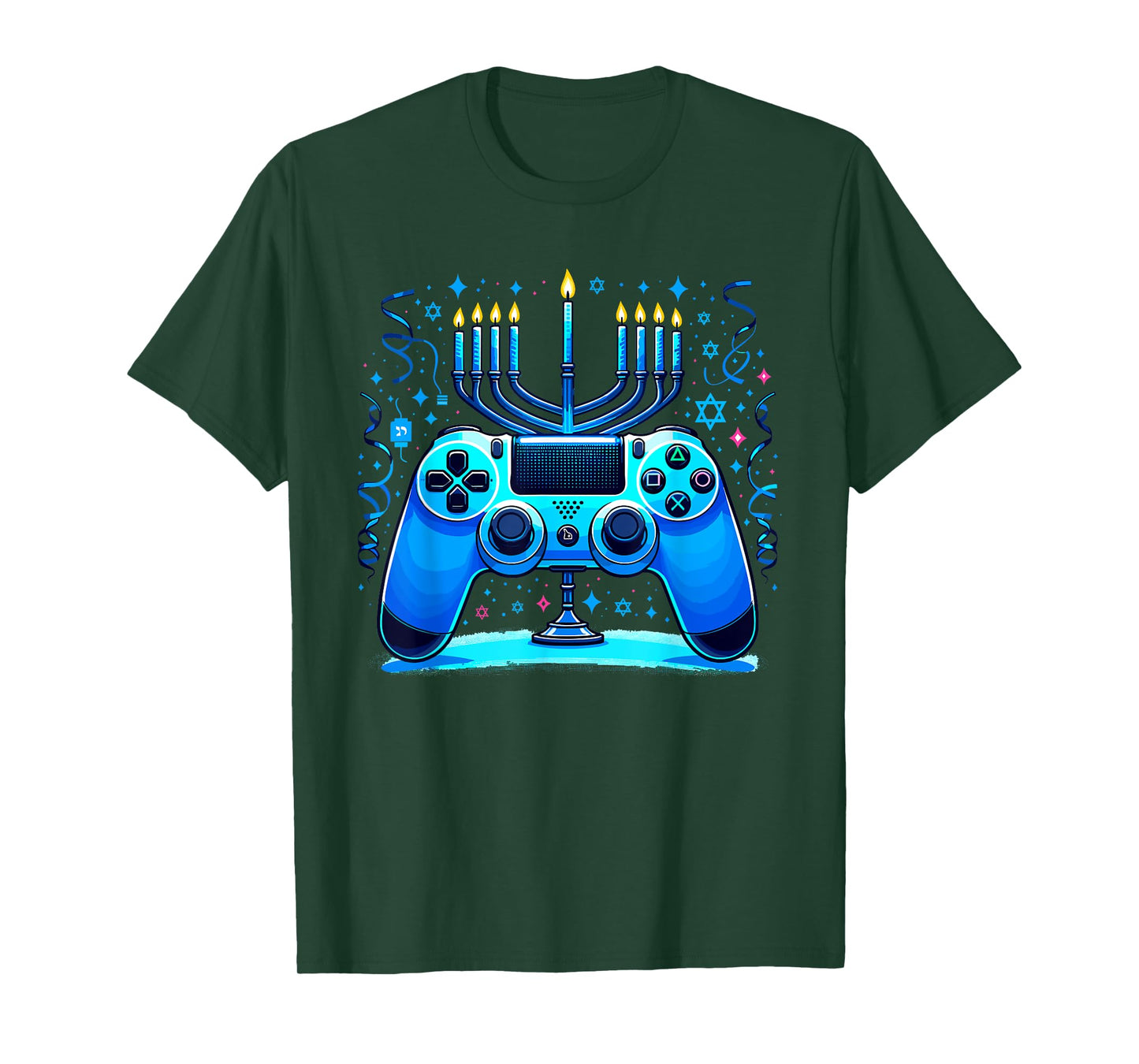 Jewish Video Game Console Gamer Hanukkah Chanukah Menorah T-Shirt