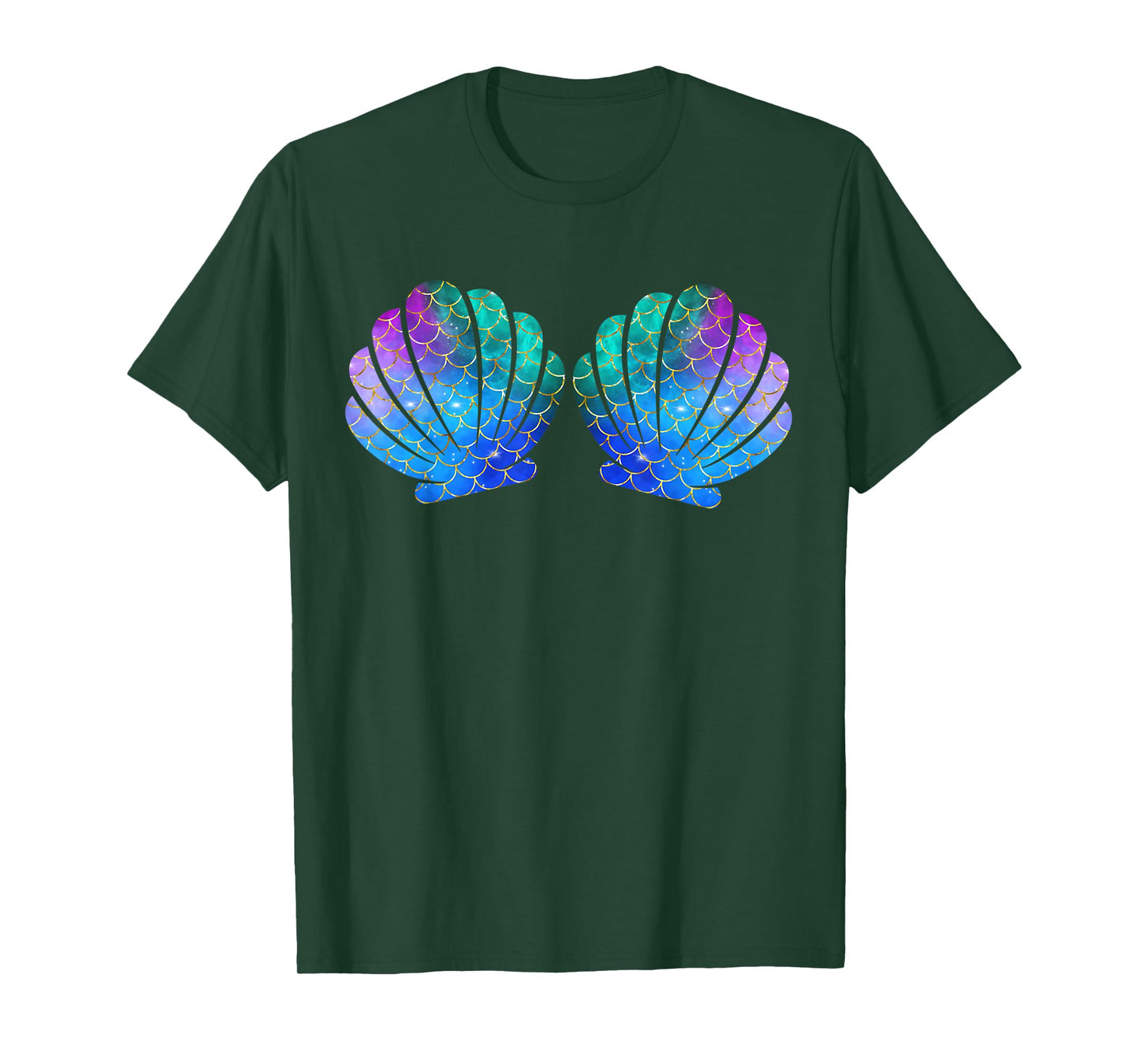 Mermaid Sea Shell Bra Costume Matching Party Graphic Mermaid T-Shirt