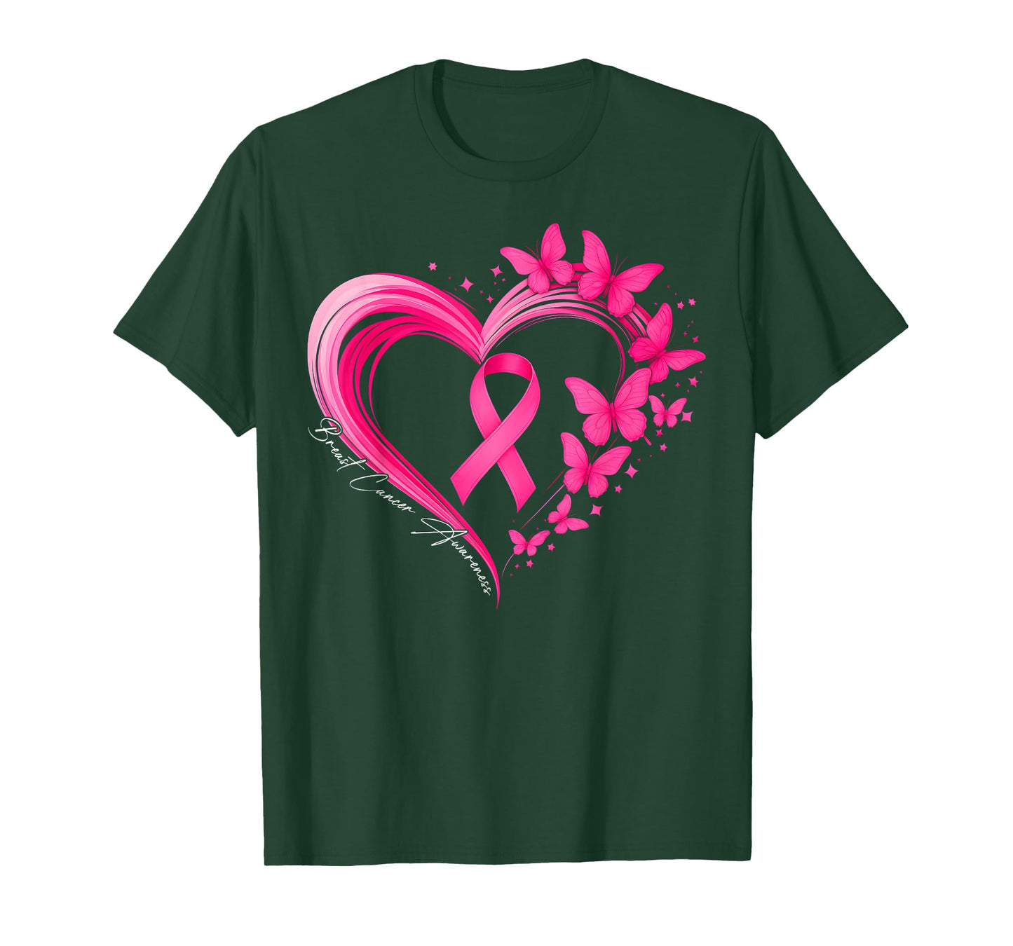 Breast Cancer Awareness Heart Butterflies Women Men Kids T-Shirt