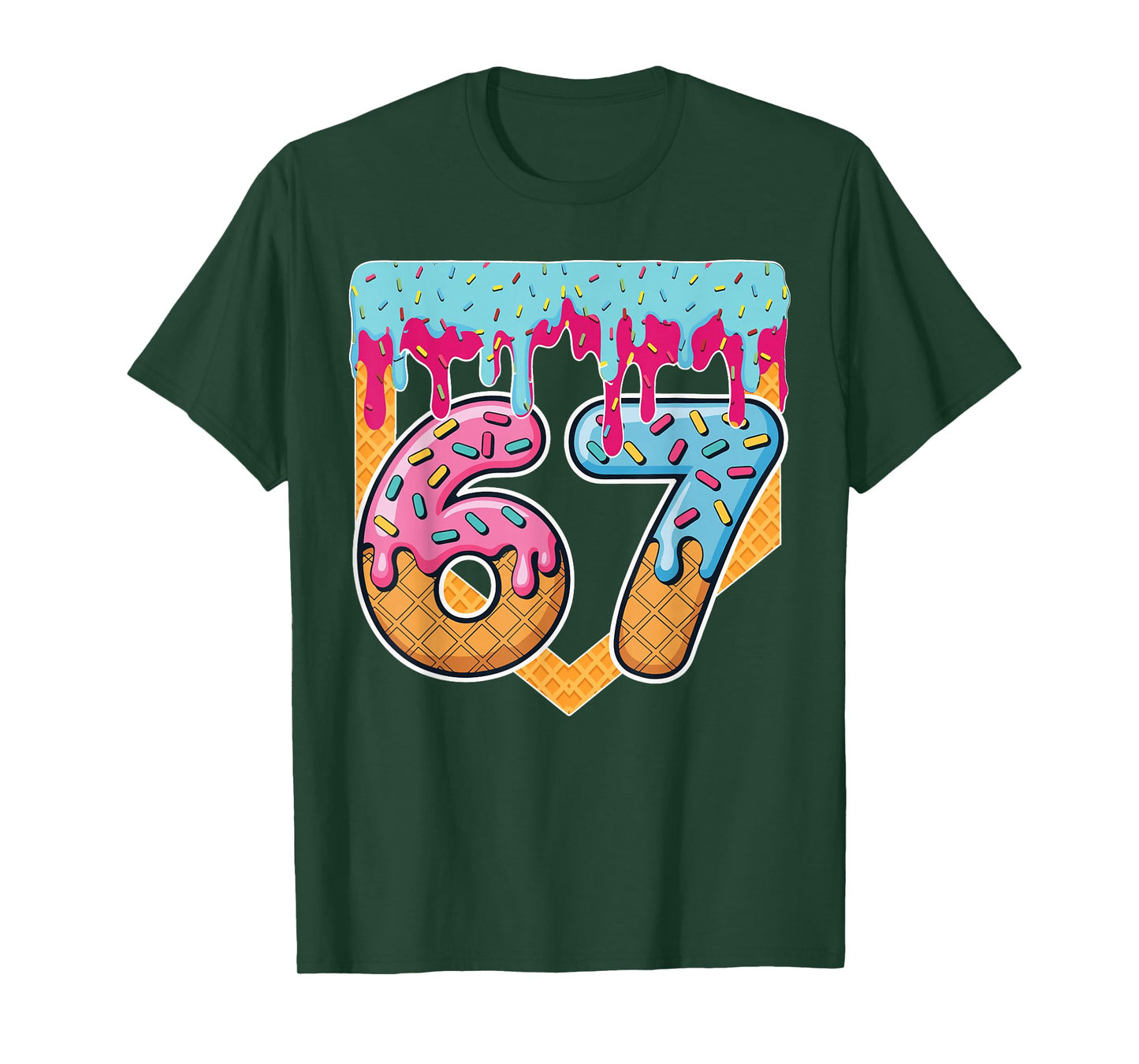 67 Ice Cream Drip Meme Six Seven Gen Alpha Slang T-Shirt
