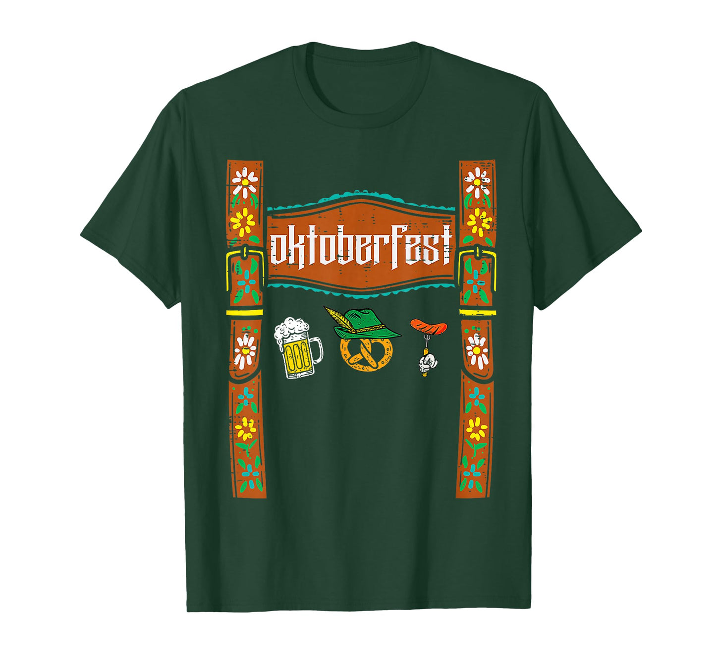 Oktoberfest Lederhosen Costume Cute German Bavarian Men T-Shirt
