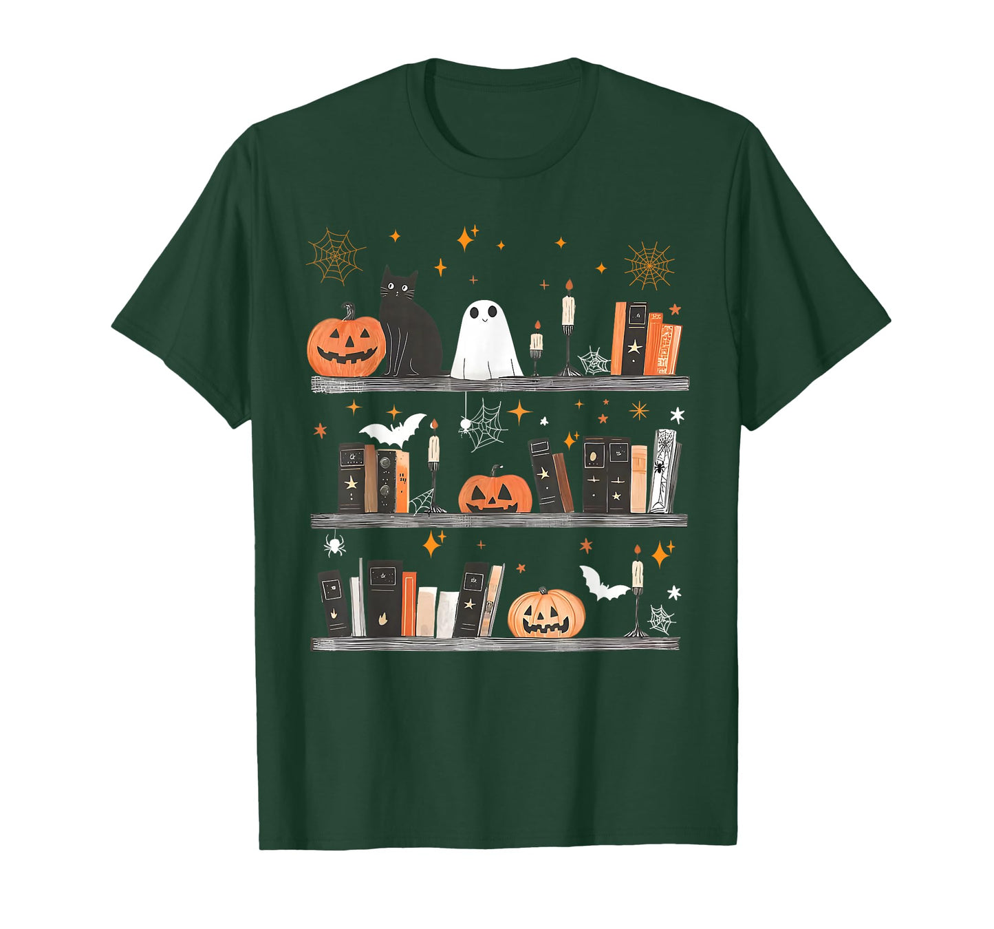 Halloween Library Ghost Books Teacher Spooky Trick Or Teach T-Shirt