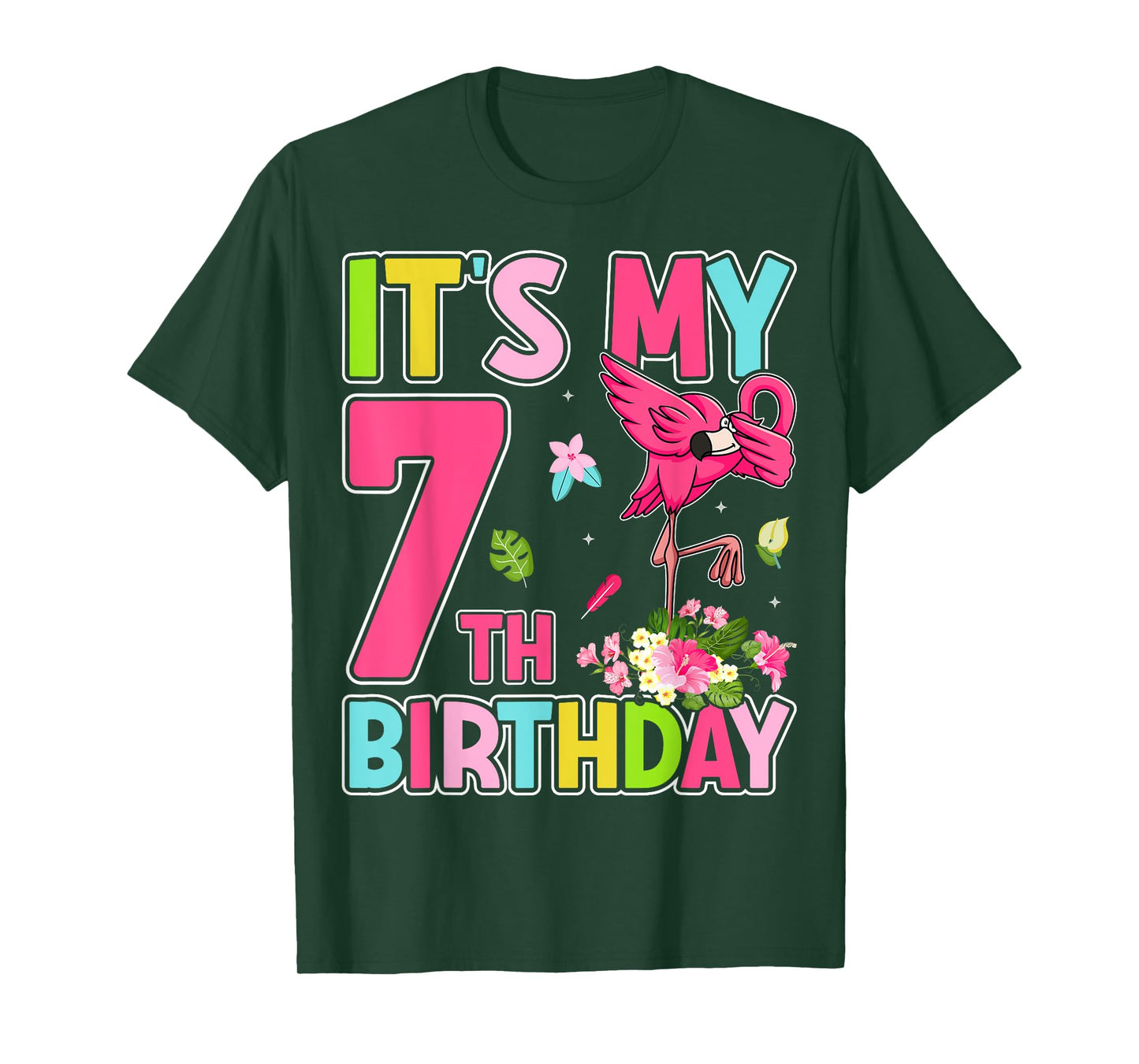 It's My 7th Birthday Flamingo Lover 7 Years Old Boys Girls T-Shirt