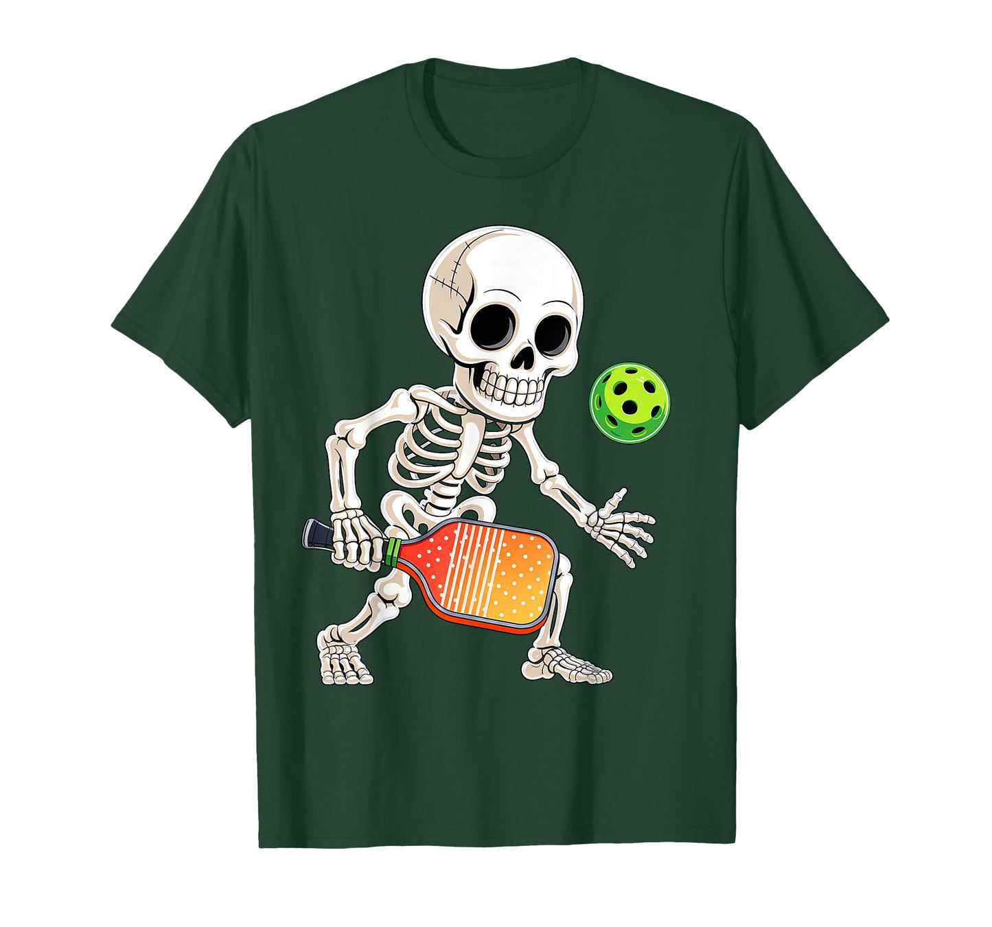 Skeleton Playing Pickle Ball Halloween Costume Funny Men Boy T-Shirt