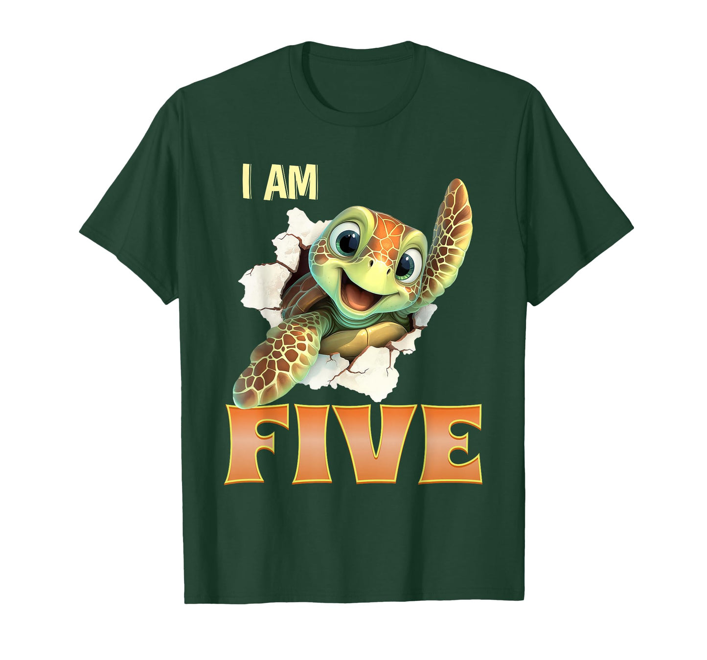 Turtle 5th Birthday Cute Animal Five Years Old Sea T-Shirt