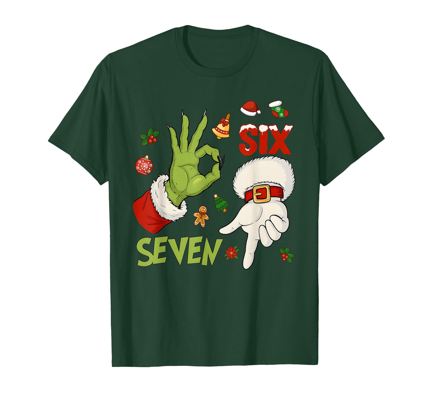 6 7 Six Seven Hand Gen Z Alpha Meme Slang Xmas Christmas T-Shirt