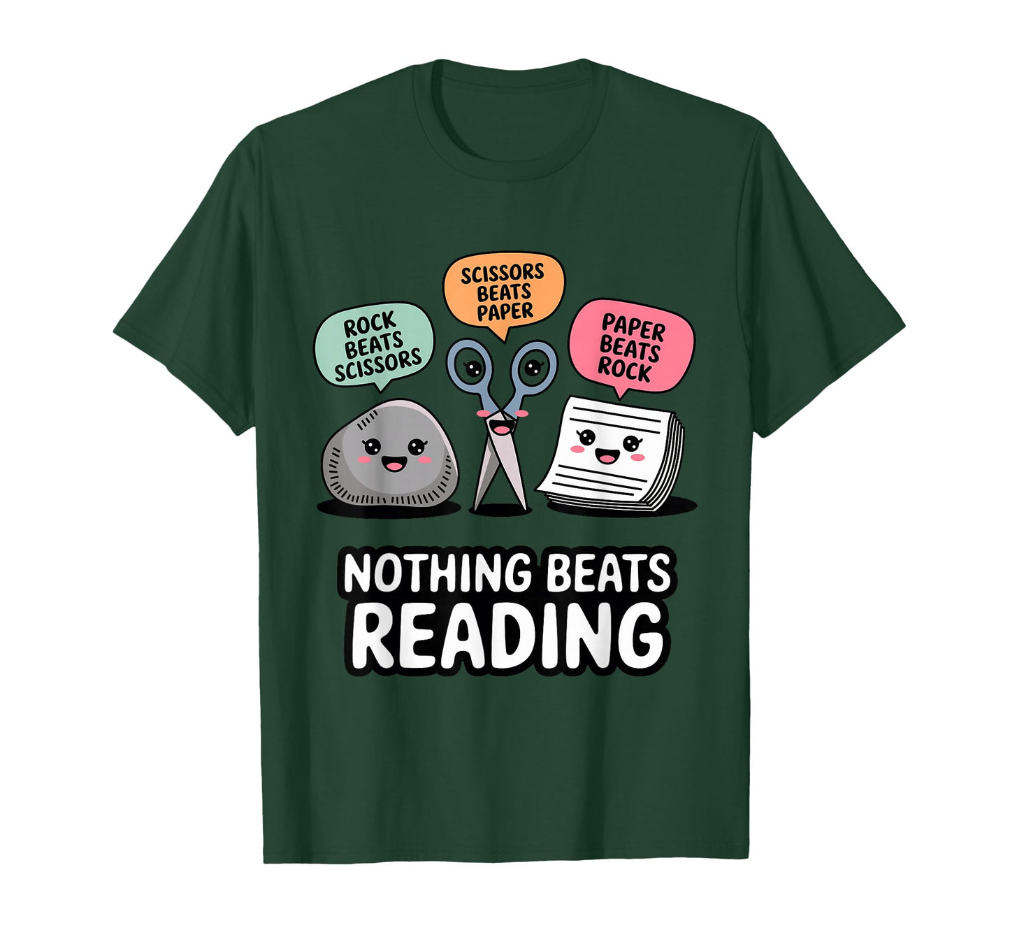 Nothing Beats Reading Rock Paper Scissors Funny Book Lover T-Shirt