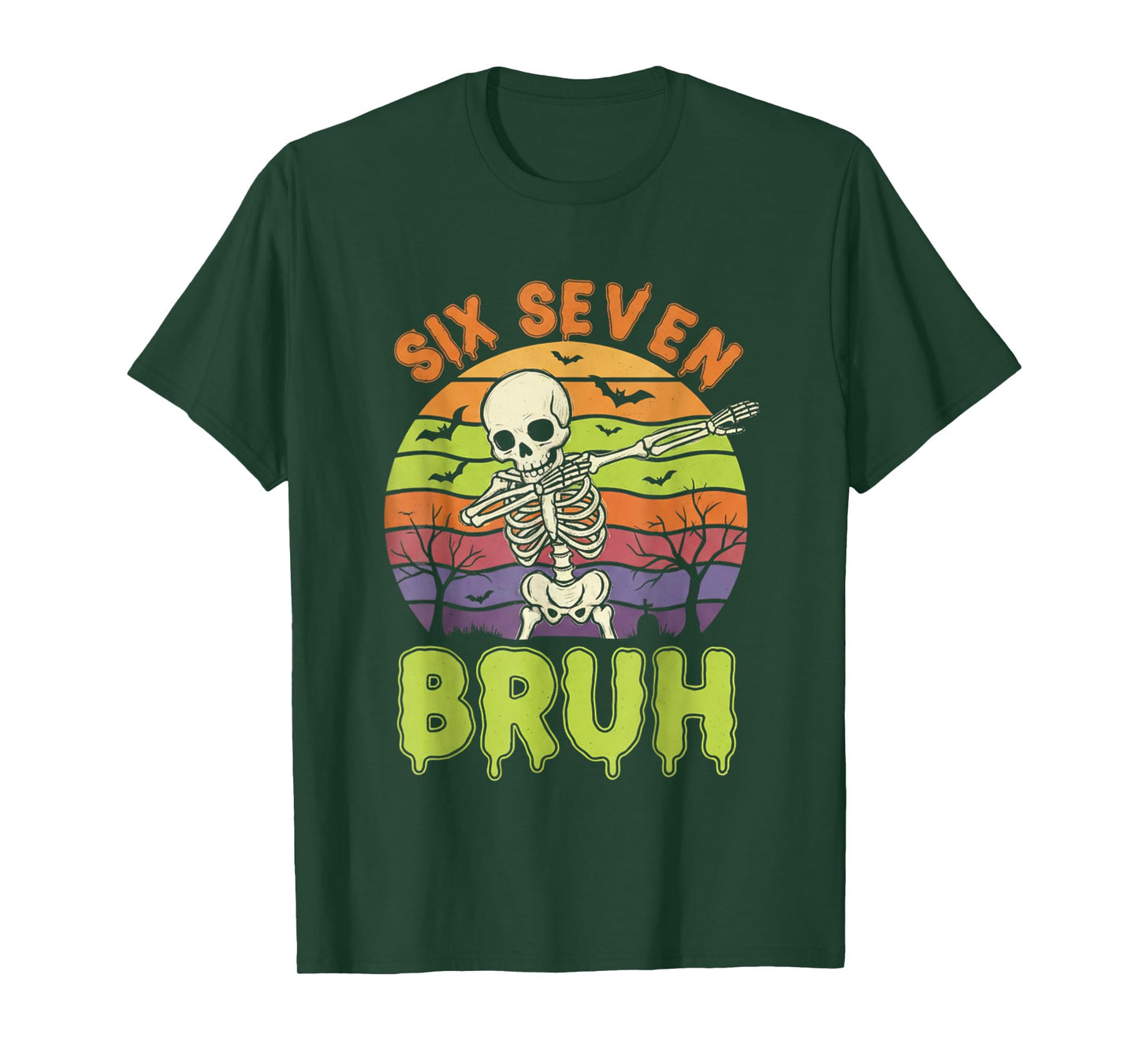 67 Halloween Meme 6 7 Skeleton Six Seven Numbers Funny Bruh T-Shirt