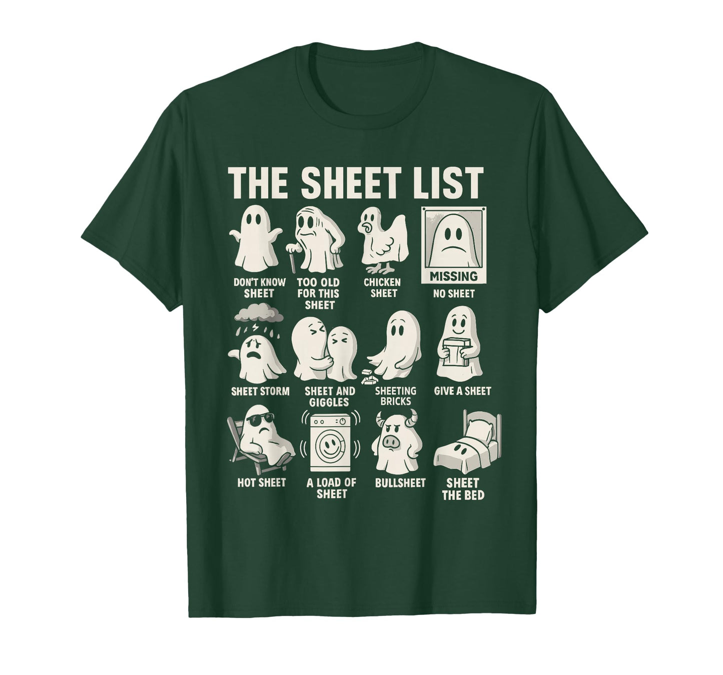 Ghost Halloween Costume, The Sheet List Shirt Funny Boo T-Shirt