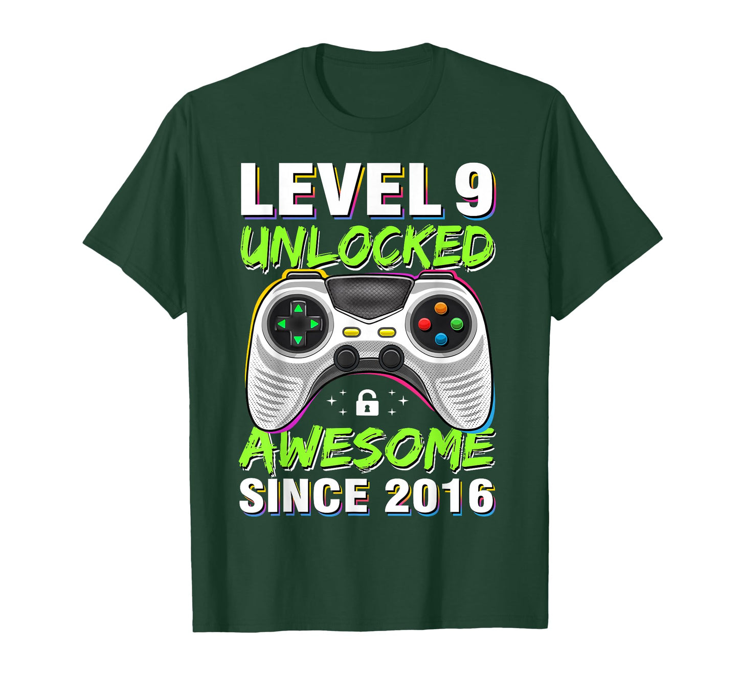Level 9 Unlocked Awesome Since 2016 9th Birthday Gaming Boys T-Shirt