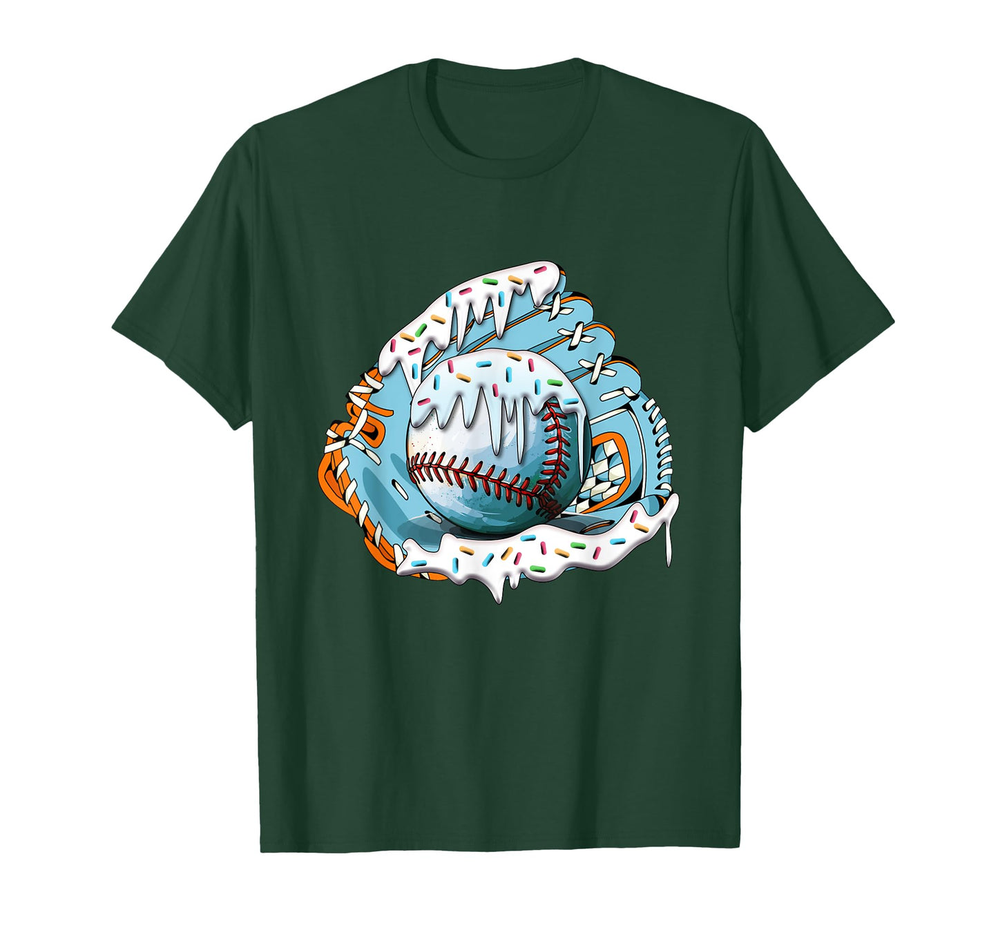 Funny Baseball Drip Ice Cream Sprinkles Baseball Glove T-Shirt