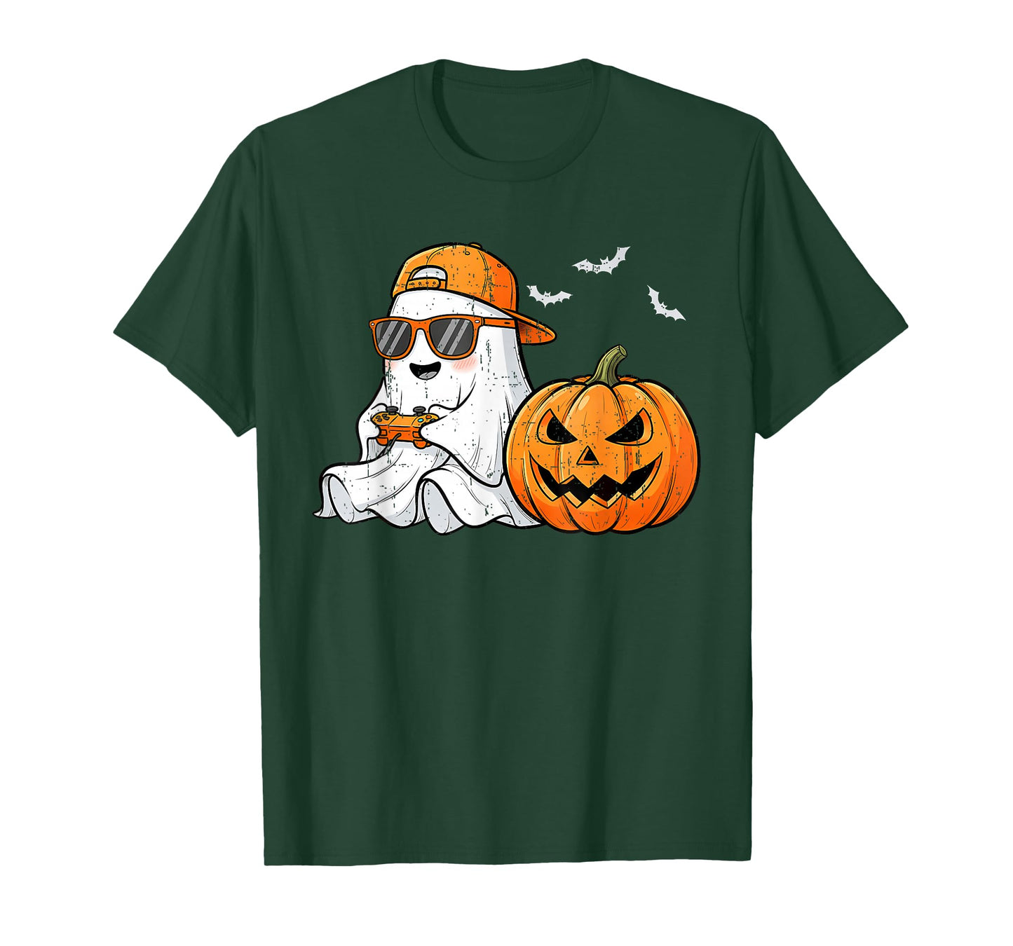 Funny Halloween Boo with Sunglasses Playing Game Gaming Boys T-Shirt
