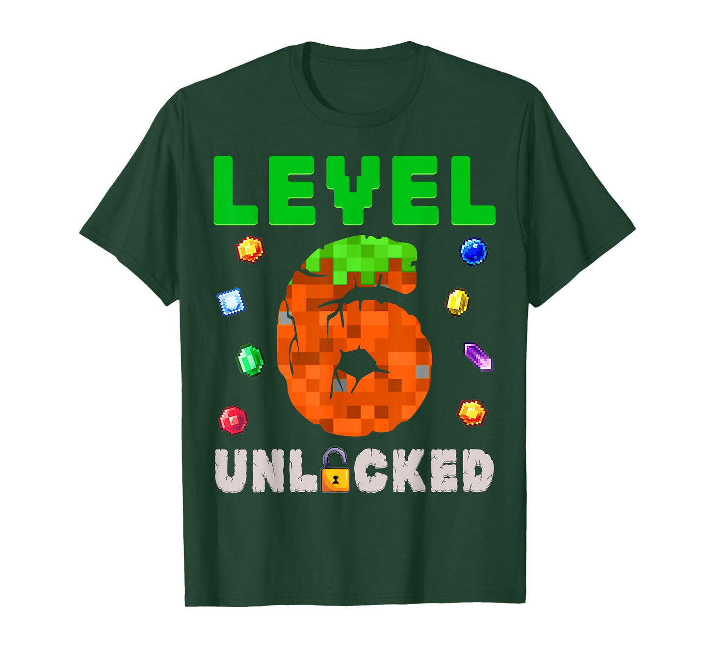 Funny 6th Birthday Boy Level 6 Unlocked Video Game Pixel T-Shirt