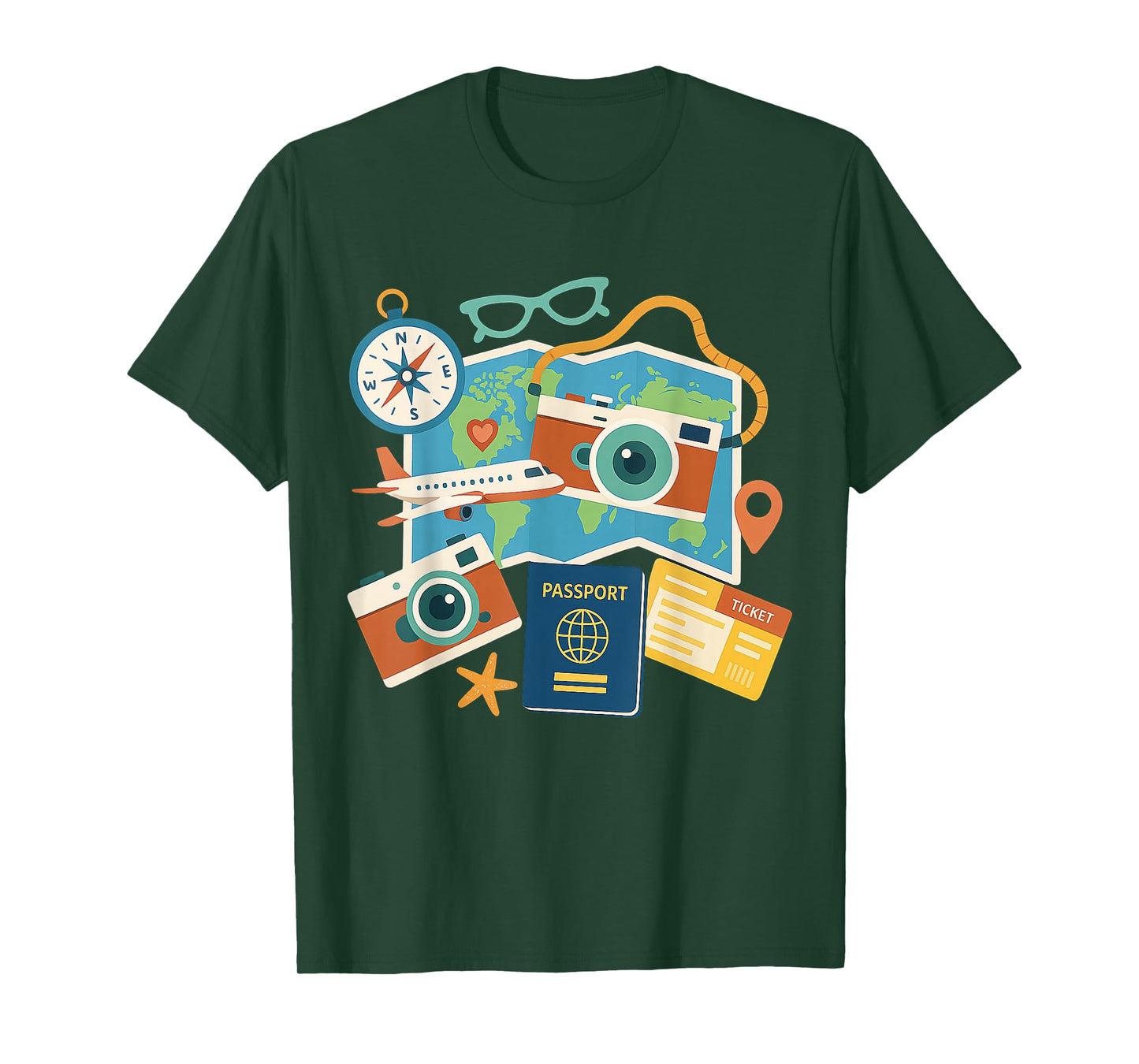 Tourist Holidays Costume Camera Passport Traveling Vacation T-Shirt