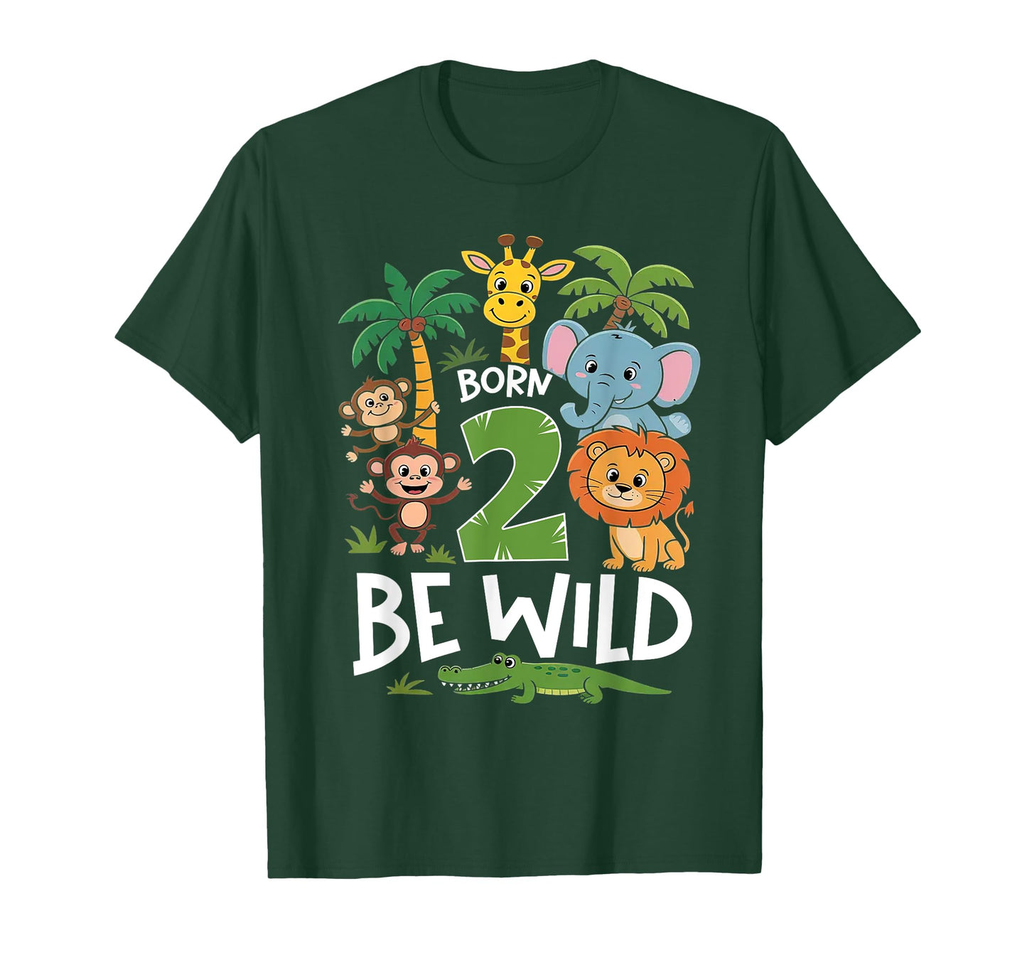Born 2 Be Wild 2nd Birthday Zoo 2 Year Old Boy Second Bday T-Shirt