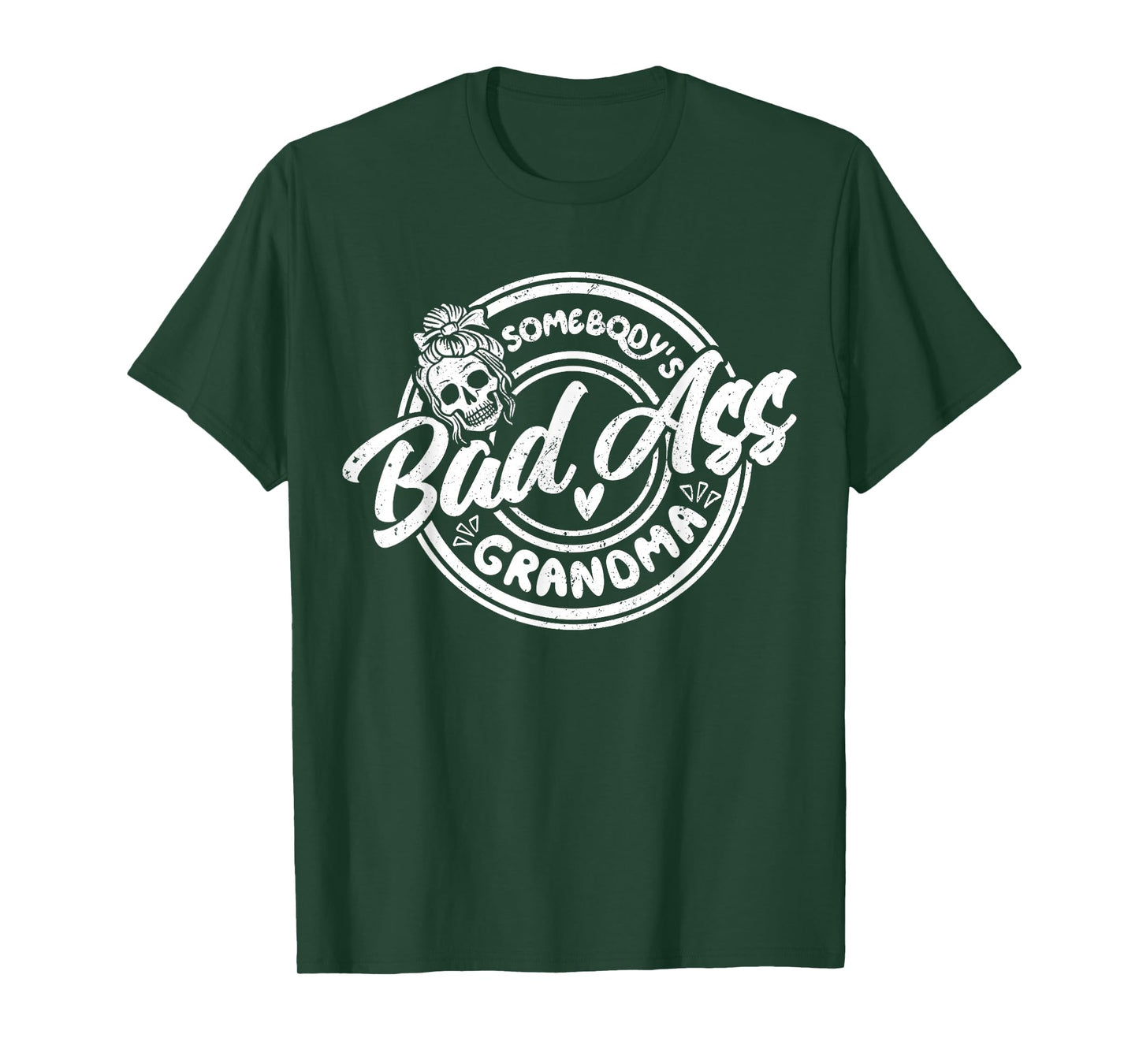 Funny Grandma Messy Bun Skeleton Somebody’s Badass Grandma T-Shirt