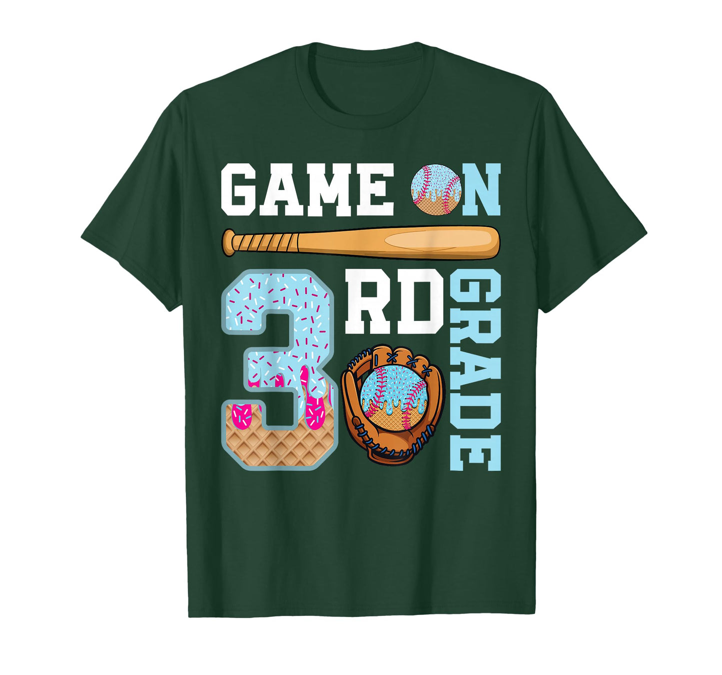 3rd Grade Game On Baseball Drip Ice Cream Back to School T-Shirt