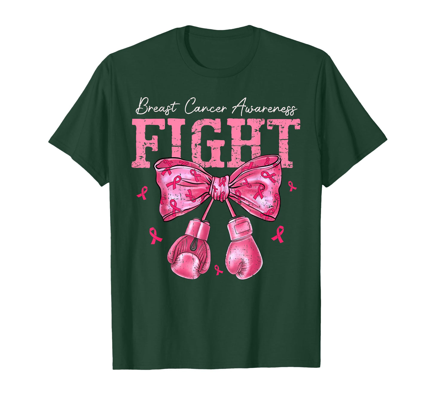 Fight Breast Cancer Awareness Shirts Women Bow Pink Ribbon T-Shirt
