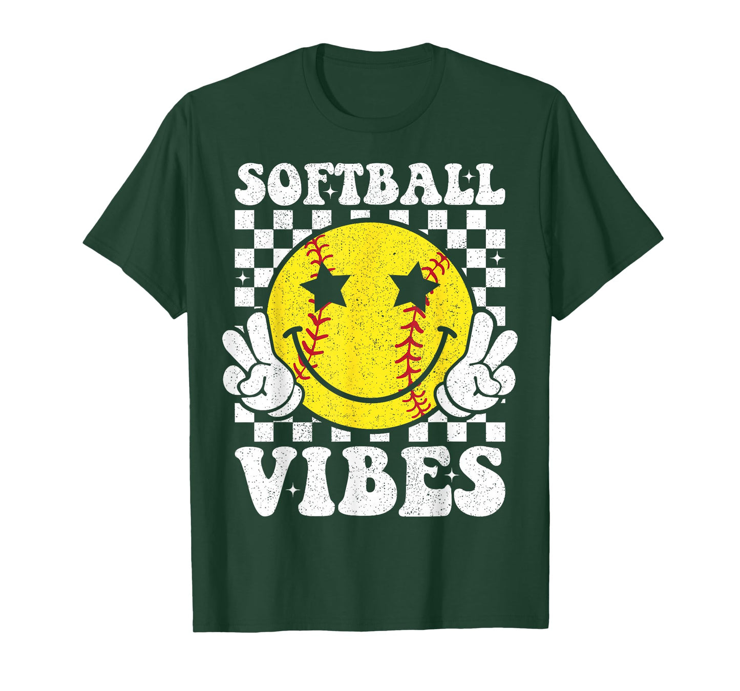 Softball Vibes Softball Retro Groovy Game Day Girls Women T-Shirt