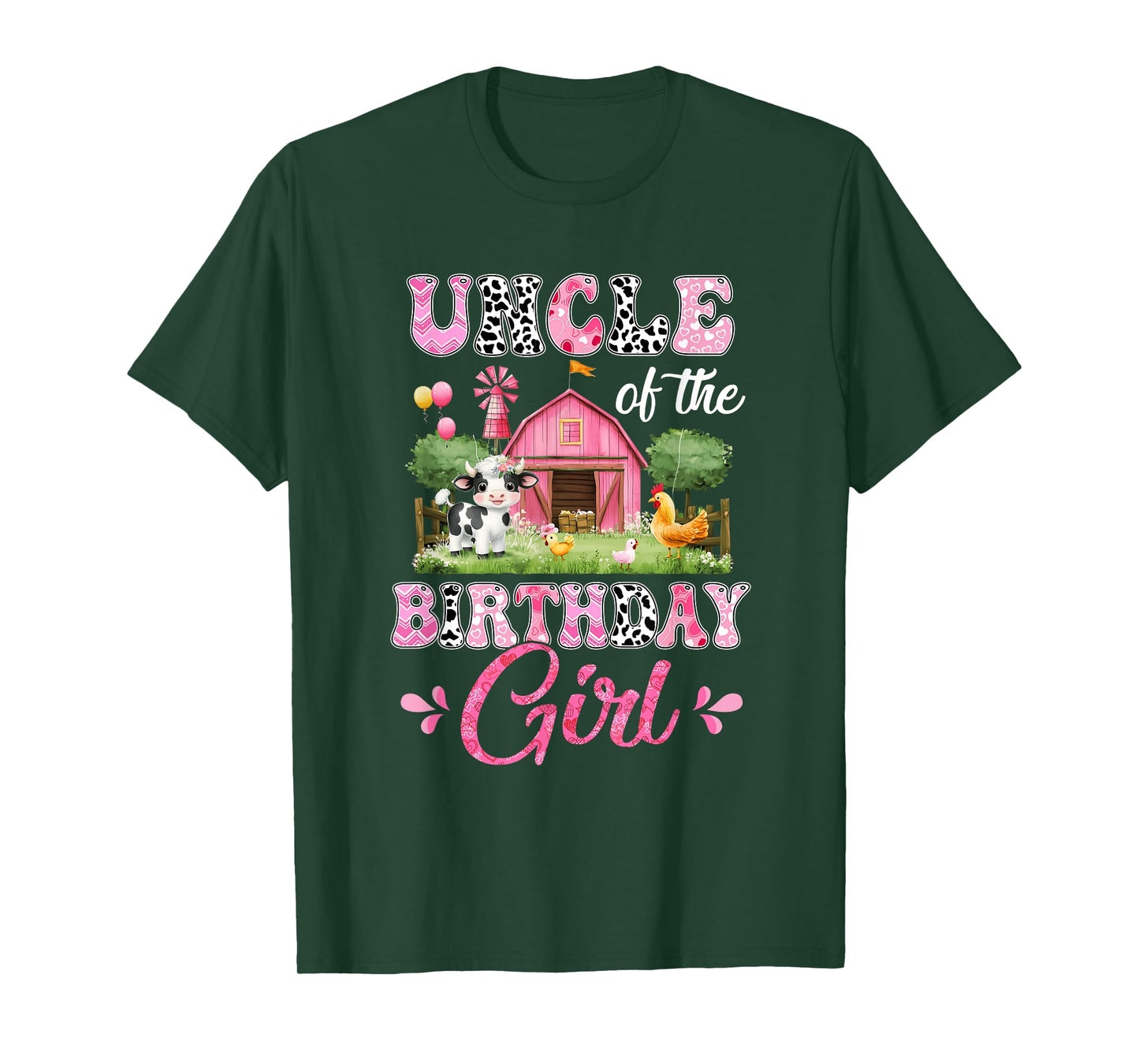 Uncle Of The Birthday Girl 1St Birthday Cow Farm Family T-Shirt