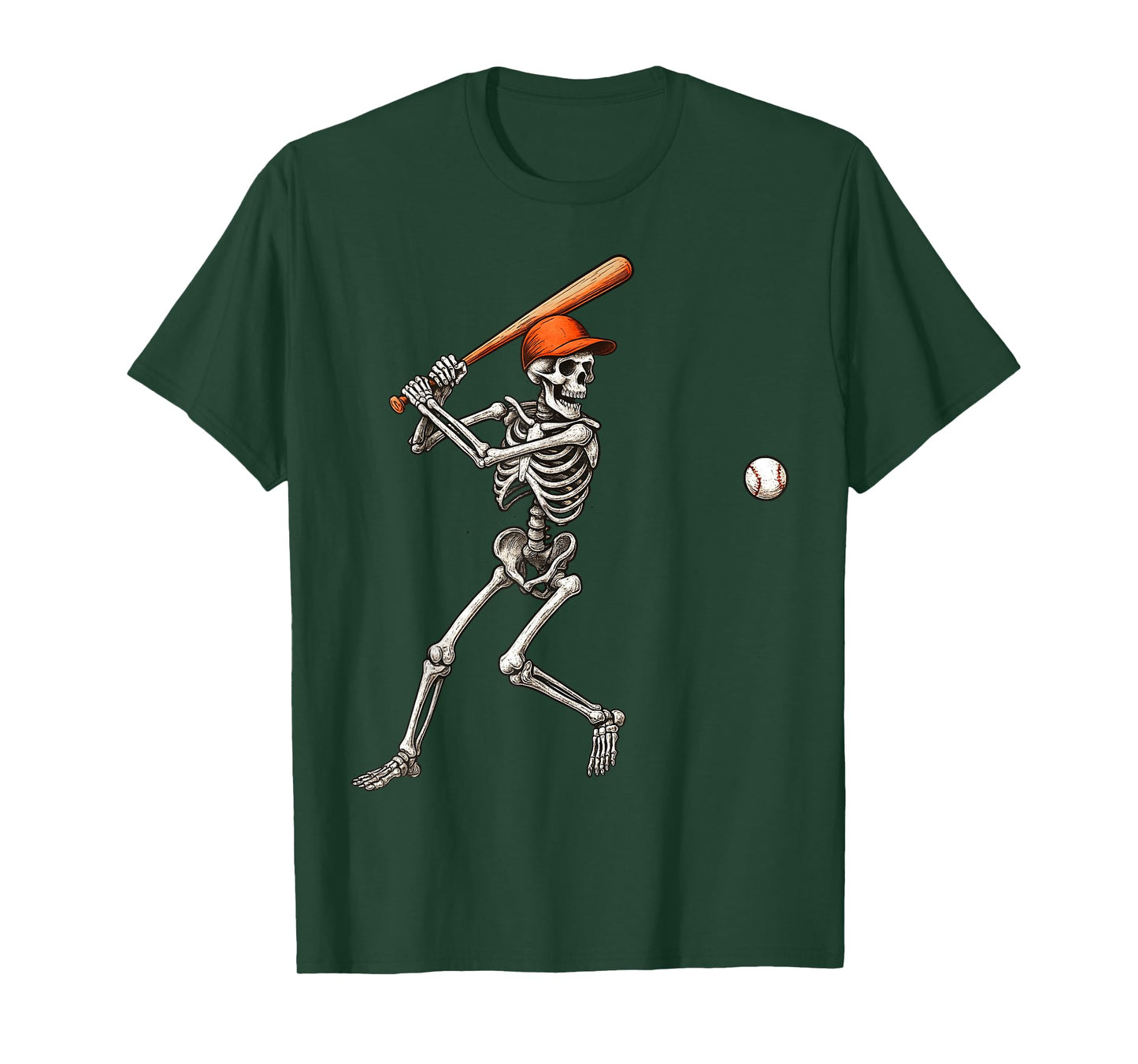 Funny Skeleton Batting Baseball Player Men Boys Halloween T-Shirt