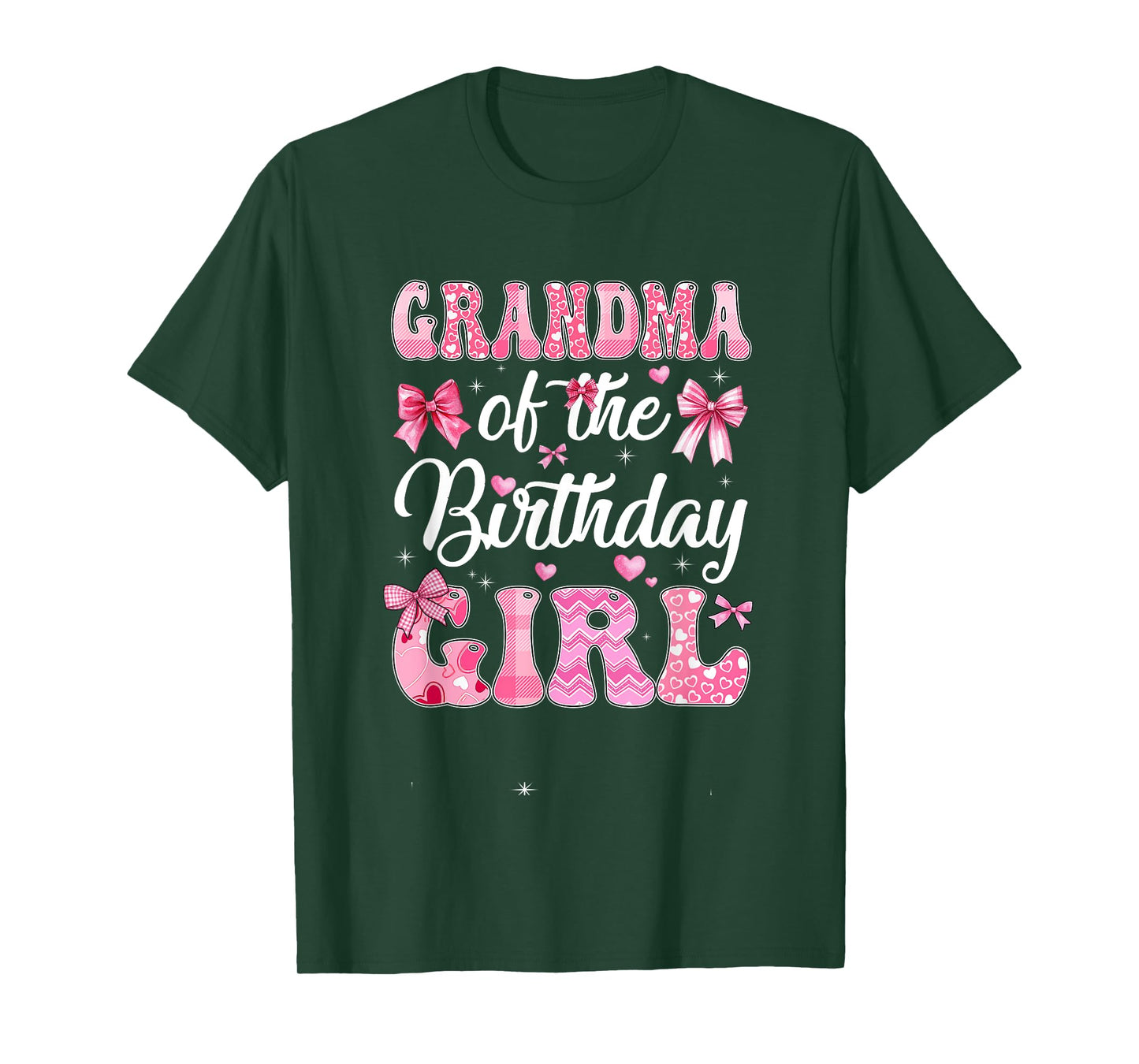Grandma Of The Birthday Girl Family Pink Coquette Bow T-Shirt