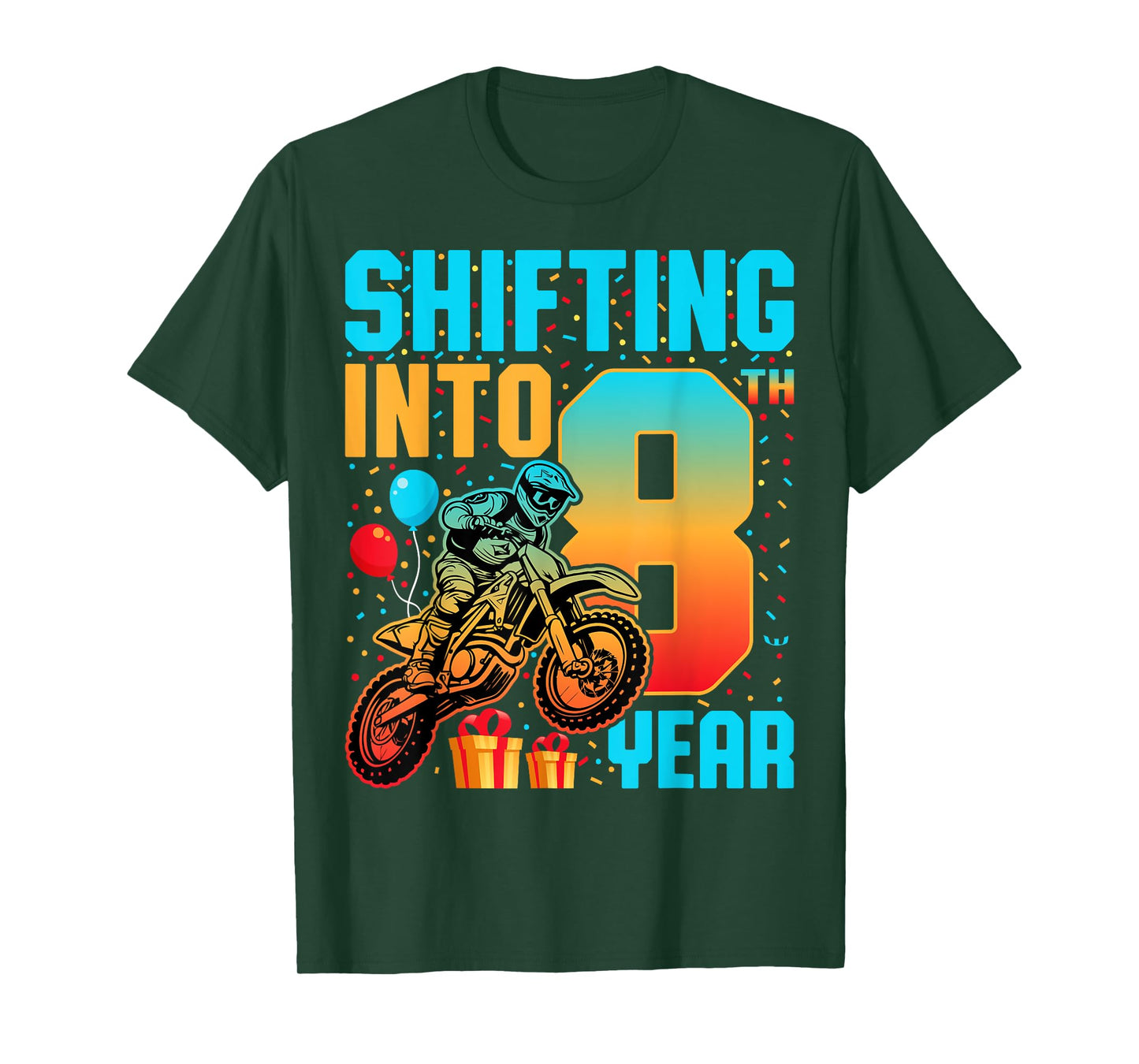 Shifting Into 8th Year Motocross Dirt Bike 8th Birthday T-Shirt