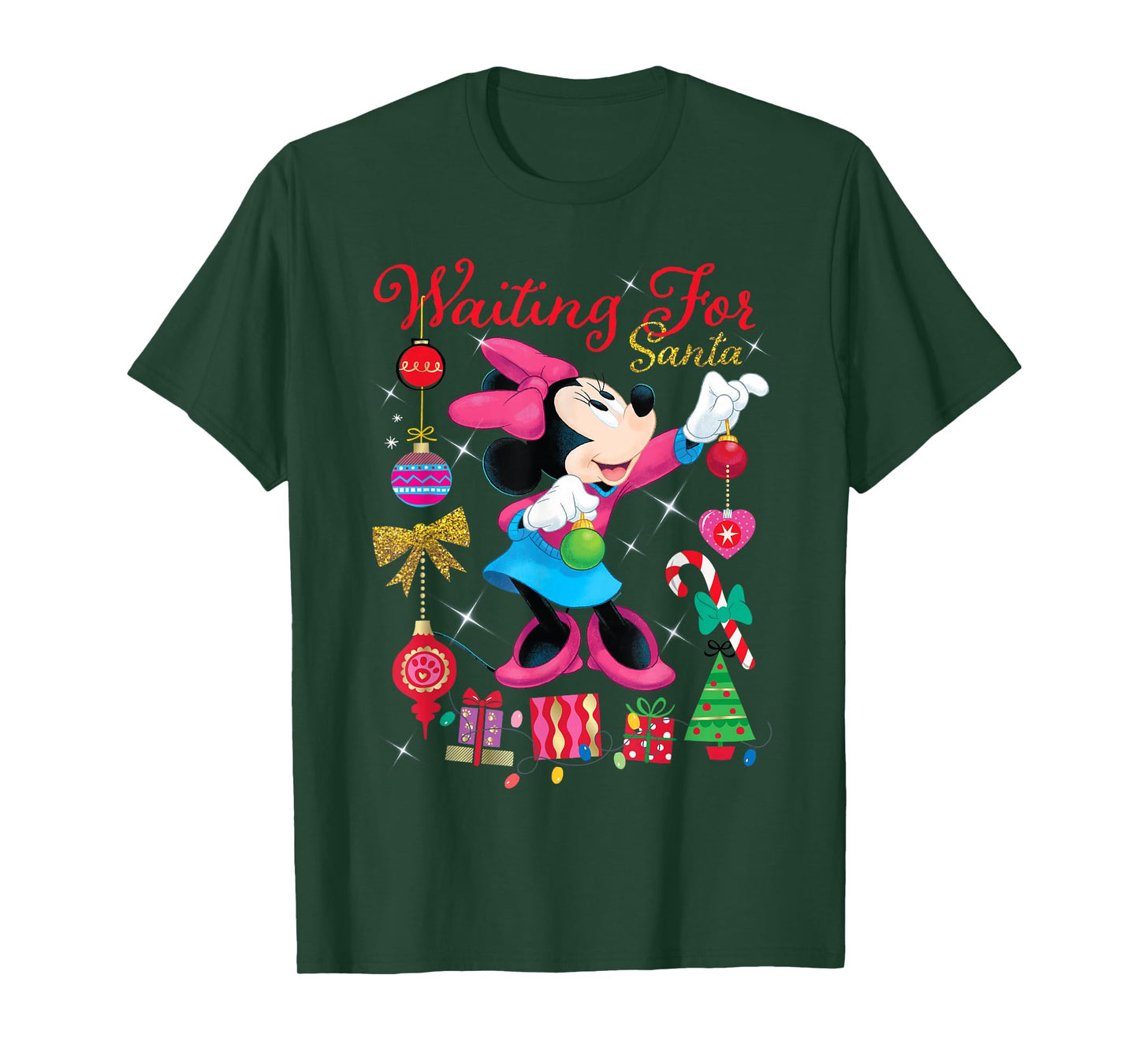 Disney Minnie Mouse Christmas Waiting for Santa Holiday T-Shirt