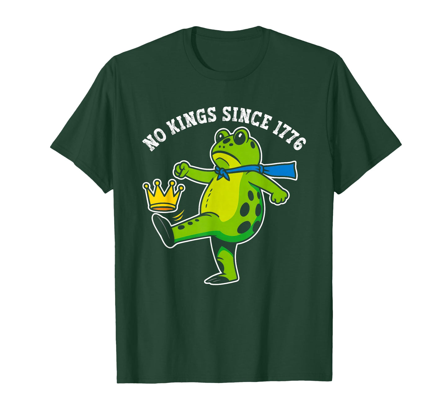 No Kings Since 1776 Portland Frog Kicking Crown Retro T-Shirt