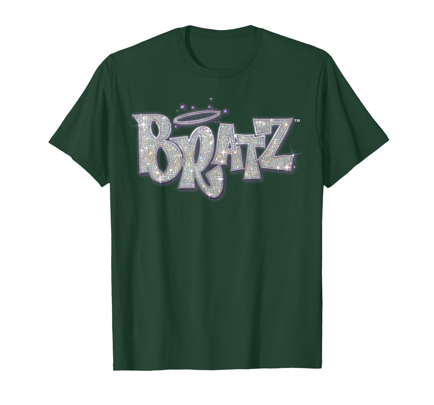 Bratz Silver Glitter Logo Purple Lining Angel Halo Sparkles T-Shirt