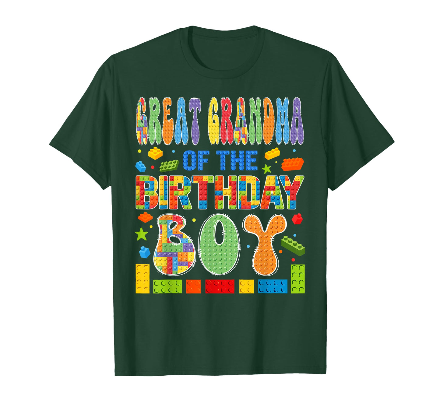 Great Grandma Of The Birthday Boy Building Block Birthday T-Shirt