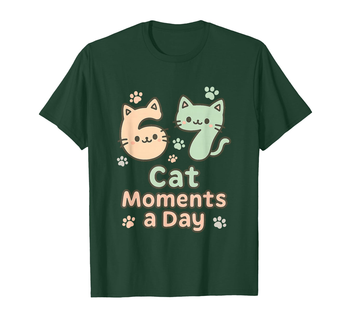 Kawaii Cat Kitten Mom 6 7 Alpha Gen Slang Six Seven Meme T-Shirt