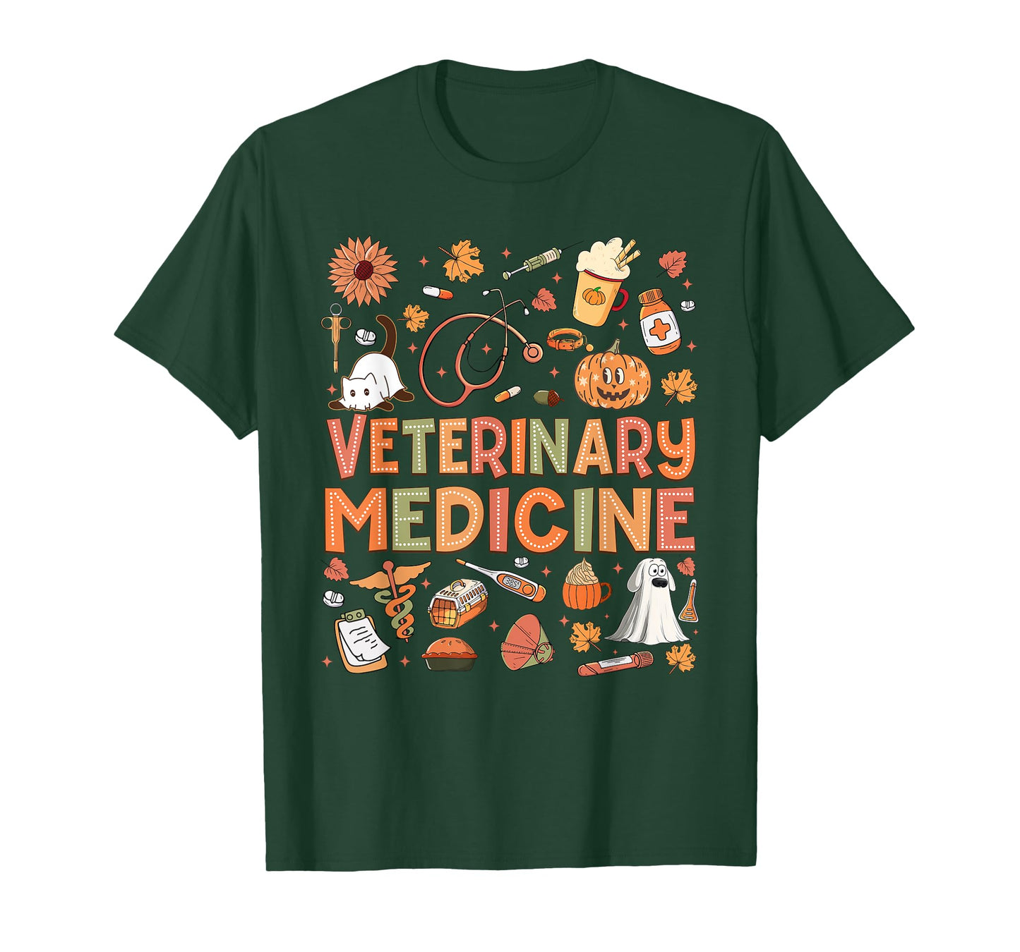 Veterinary Medicine Pumpkin Fall Veterinary Technician Week T-Shirt