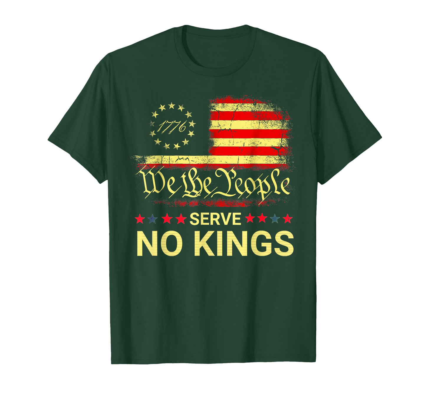 No Kings in America Since 1776 Distressed USA Flag Vintage T-Shirt