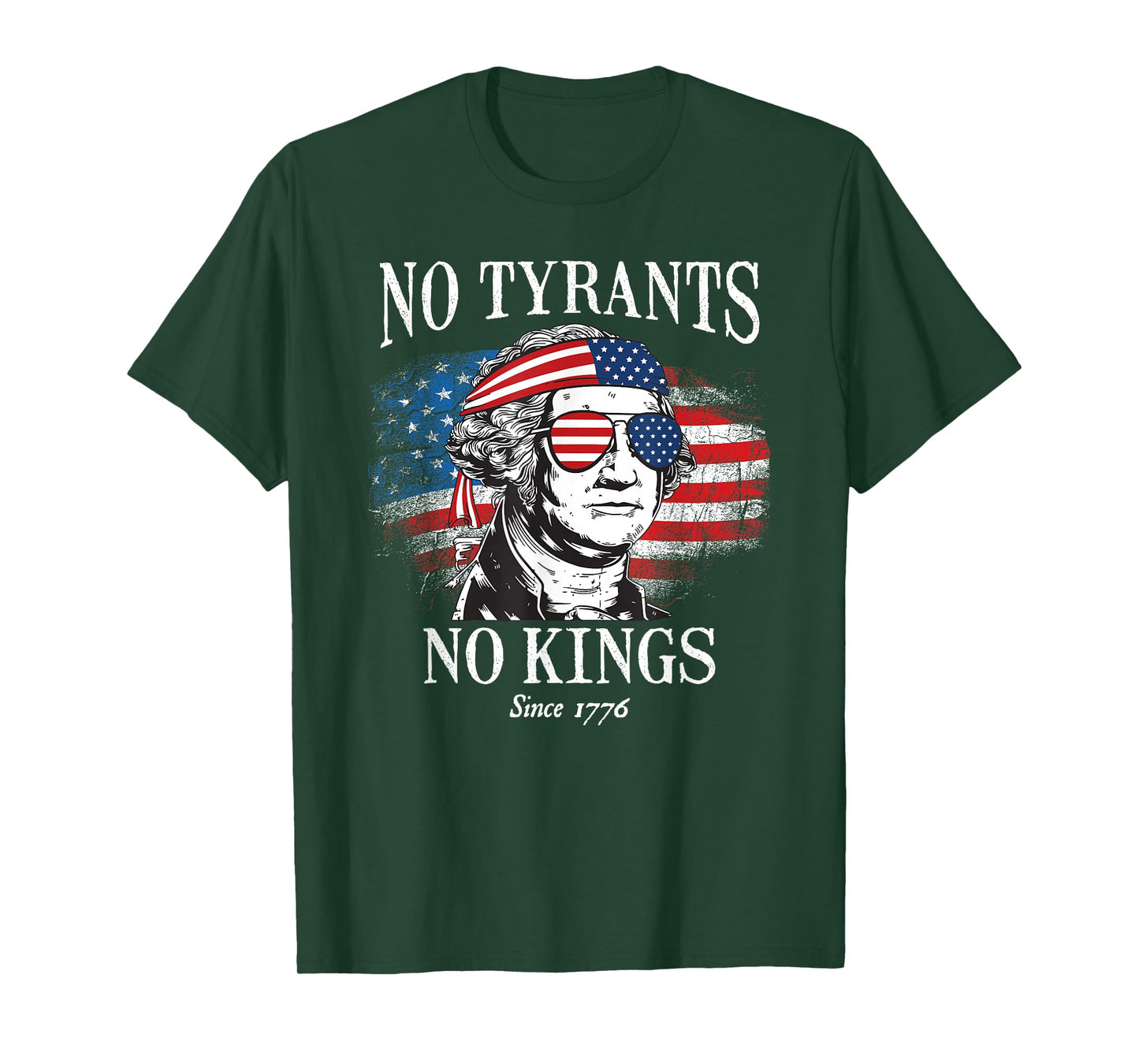 No Tyrants No Kings George Washington USA Flag 1776 T-Shirt
