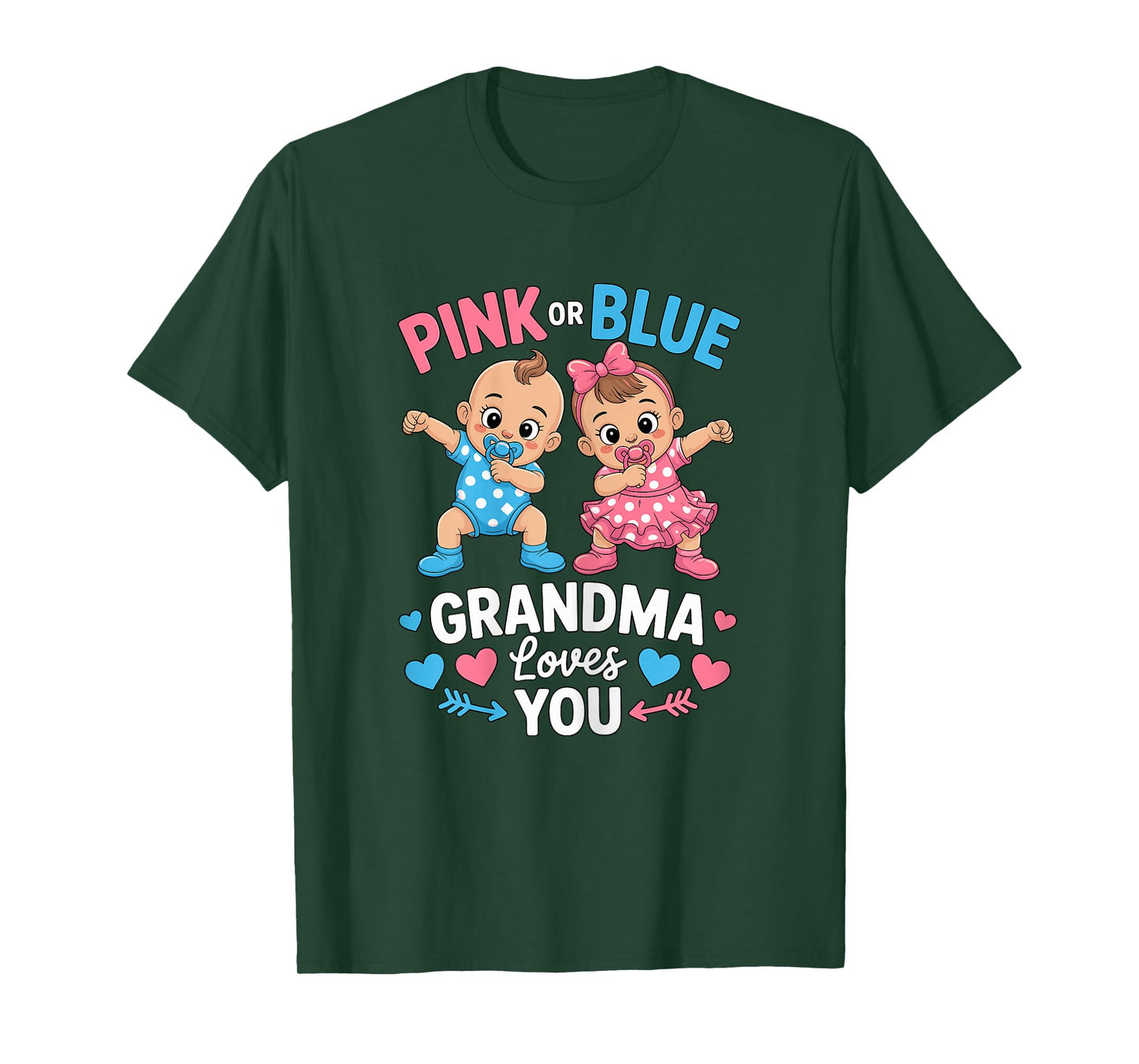 Pink Or Blue Grandma Loves You Gender Reveal Party T-Shirt