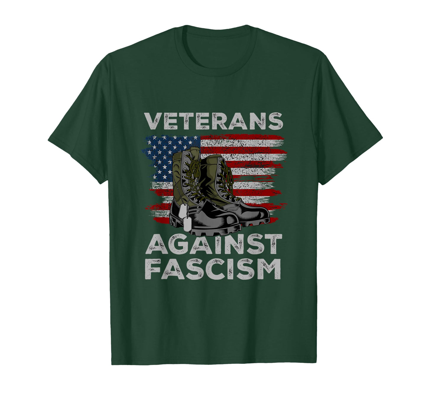 Veterans Against Fascism Vintage US Flag Combat Boots Army T-Shirt