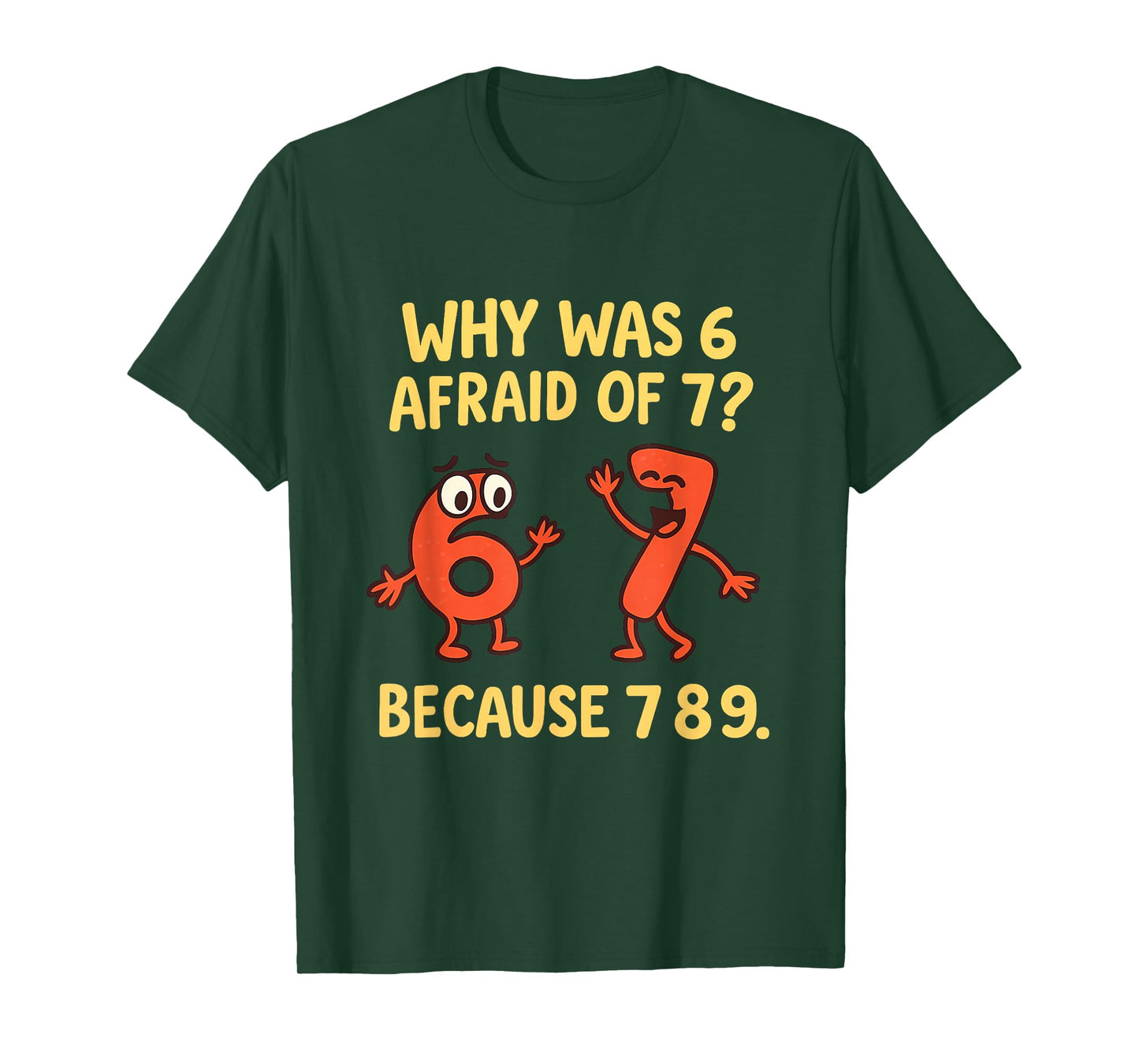 Funny STEM Math Joke Why was 6 Afraid of 7 T-Shirt