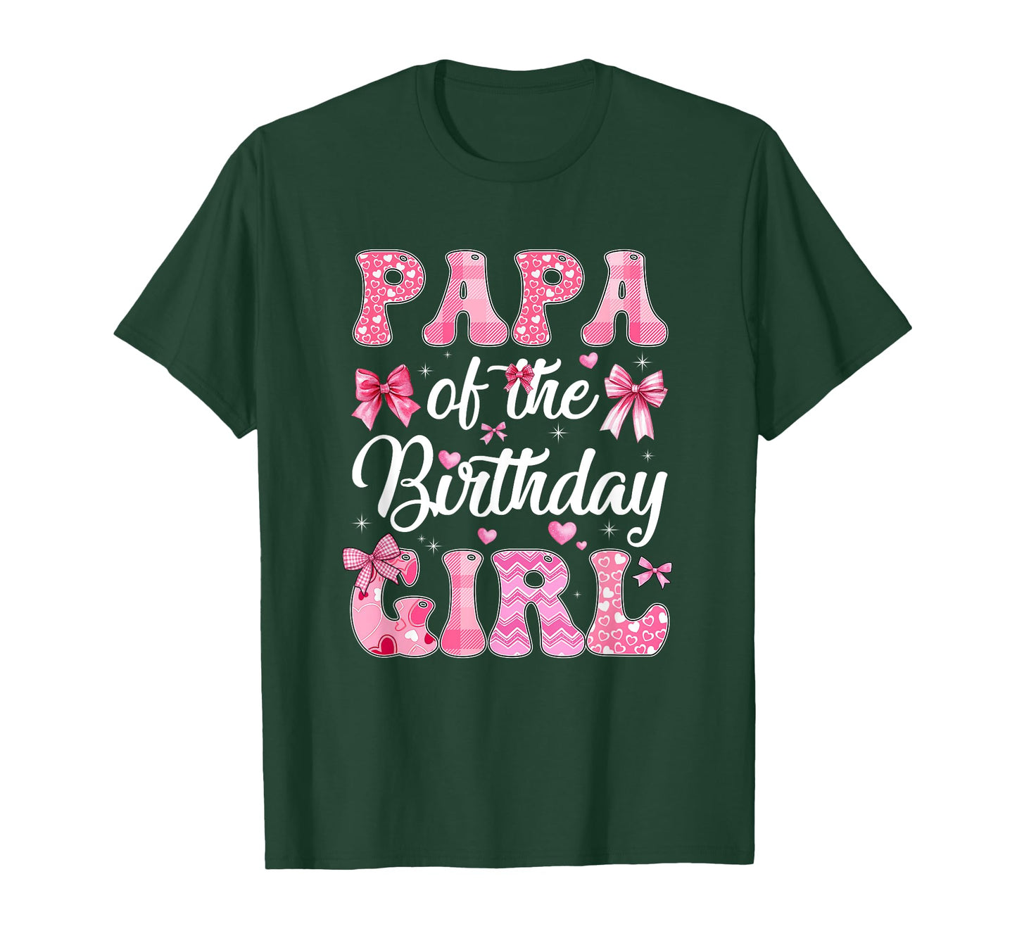 Papa Of The Birthday Girl Family Pink Coquette Bow T-Shirt
