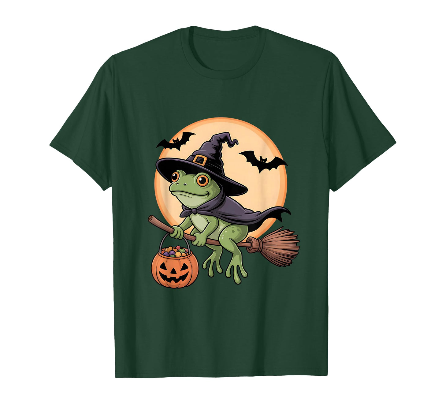 Frog Witch Hat Pumpkin Halloween Costume Men Women Kids T-Shirt