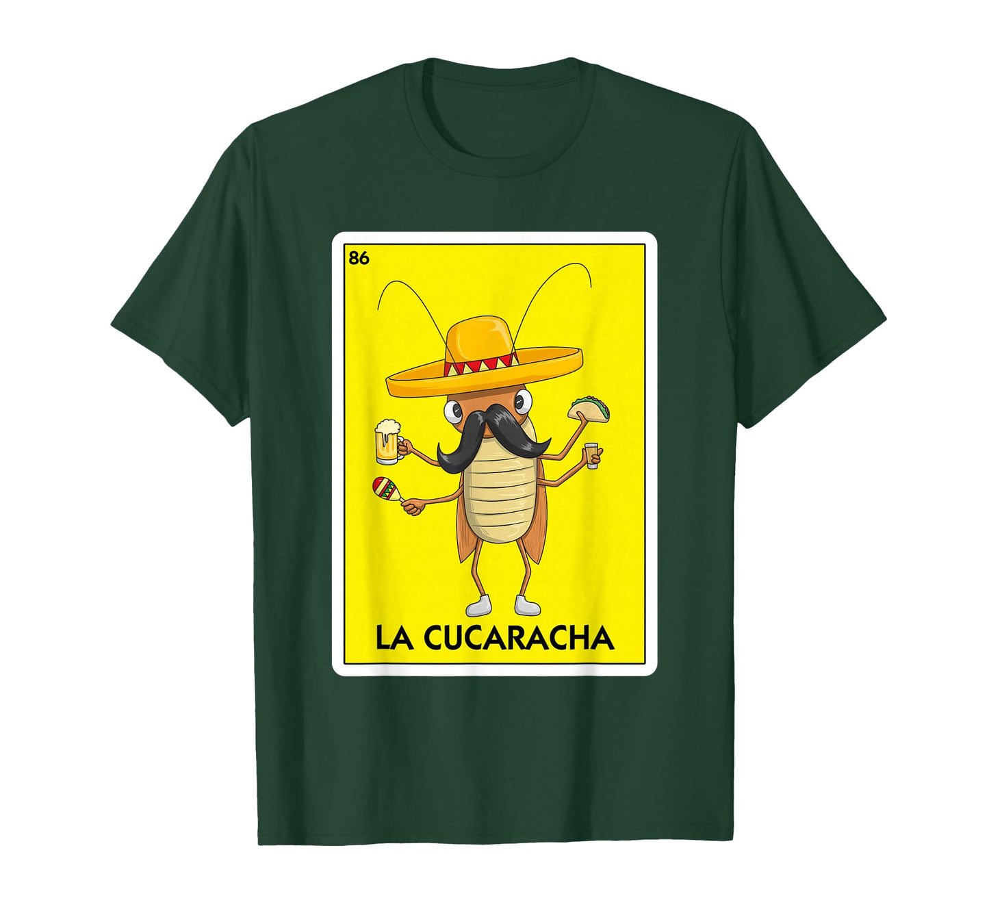 La Cucaracha Cockroach With Taco & Beer Mexican Card Game T-Shirt
