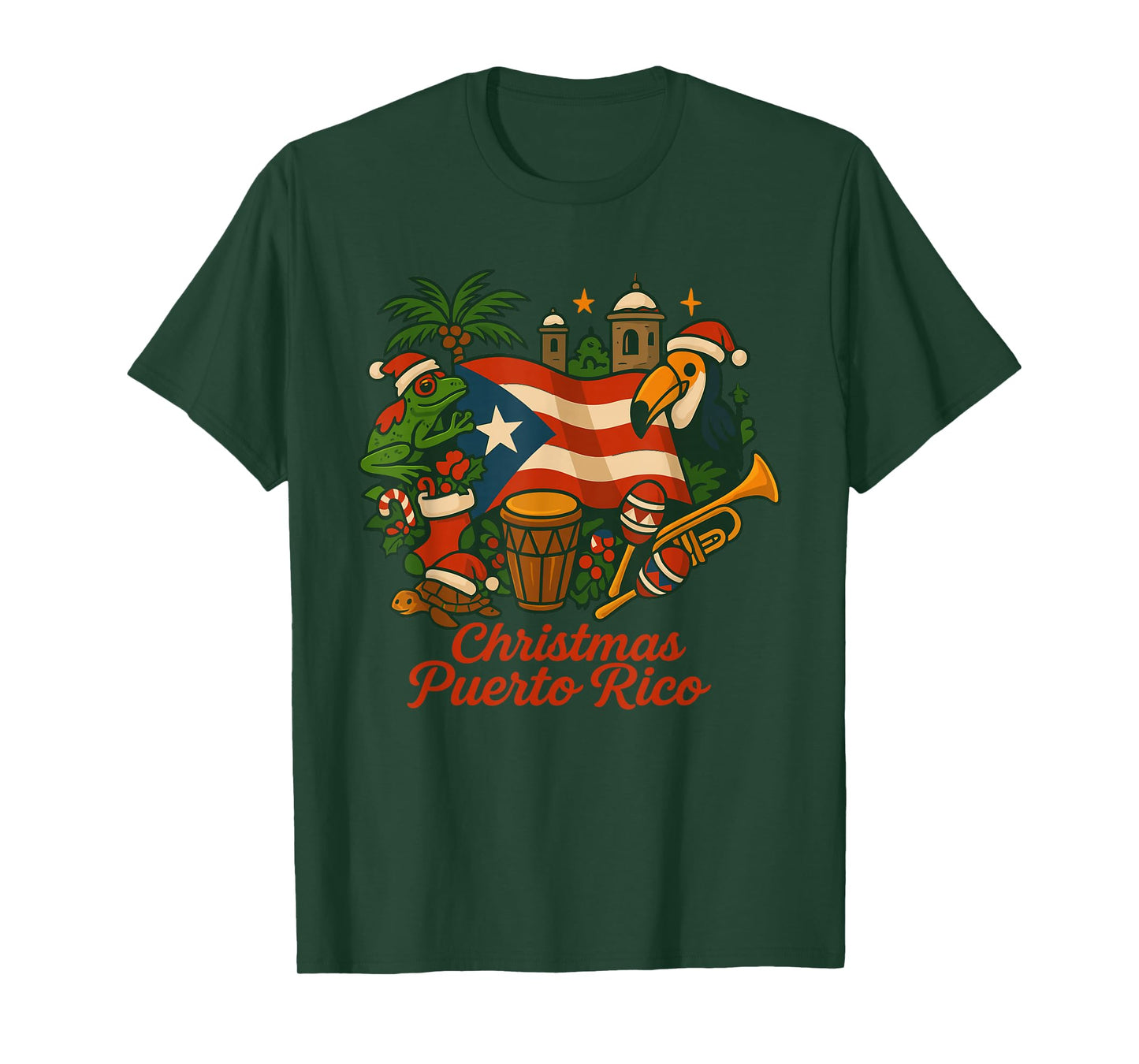 Puerto Rico Christmas Coquí Flag Holiday T-Shirt