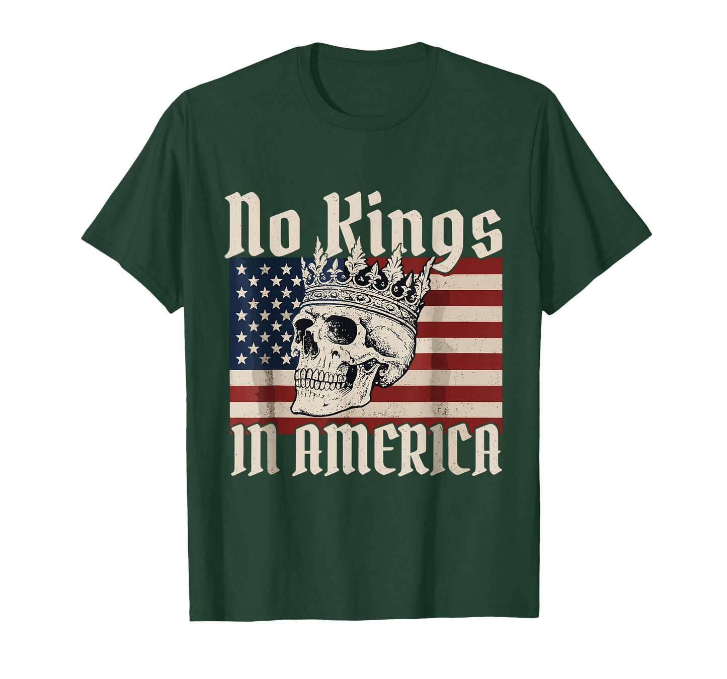 No Kings in America Skull American flag king skull T-Shirt