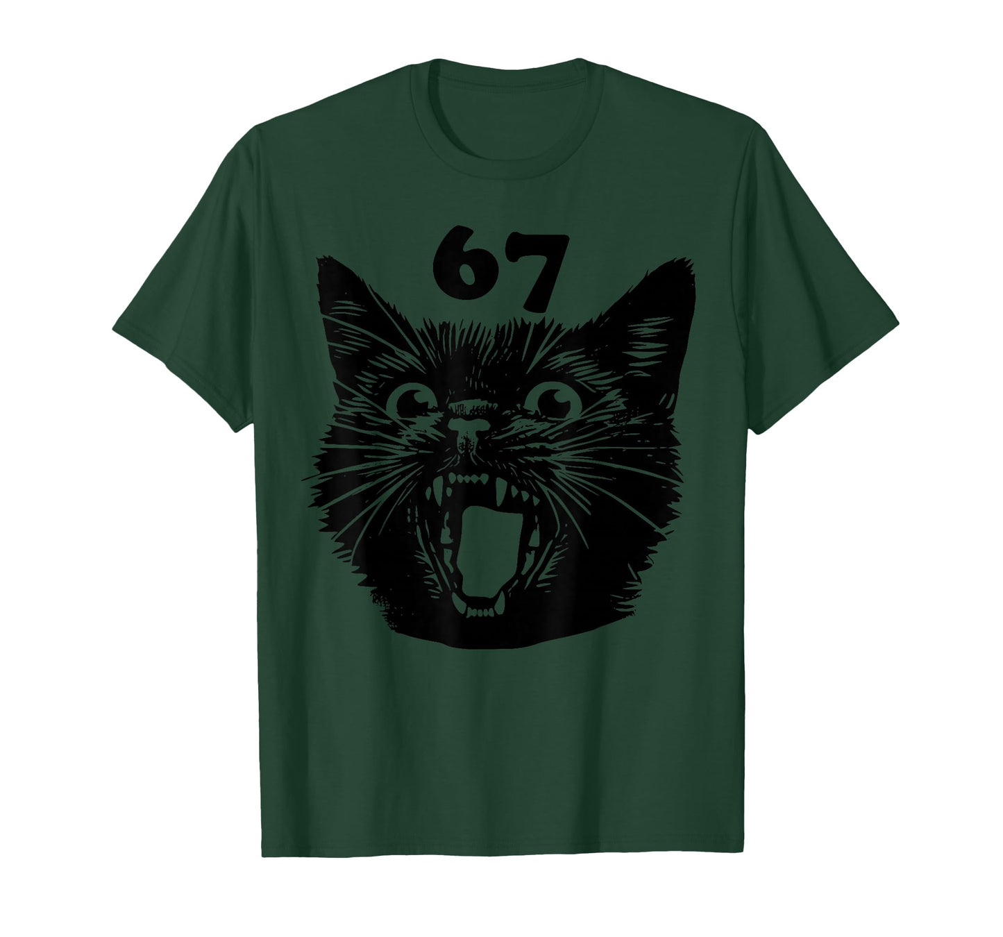 67 Halloween Black Cat Brainrot Meme Six Seven Girls Kids T-Shirt