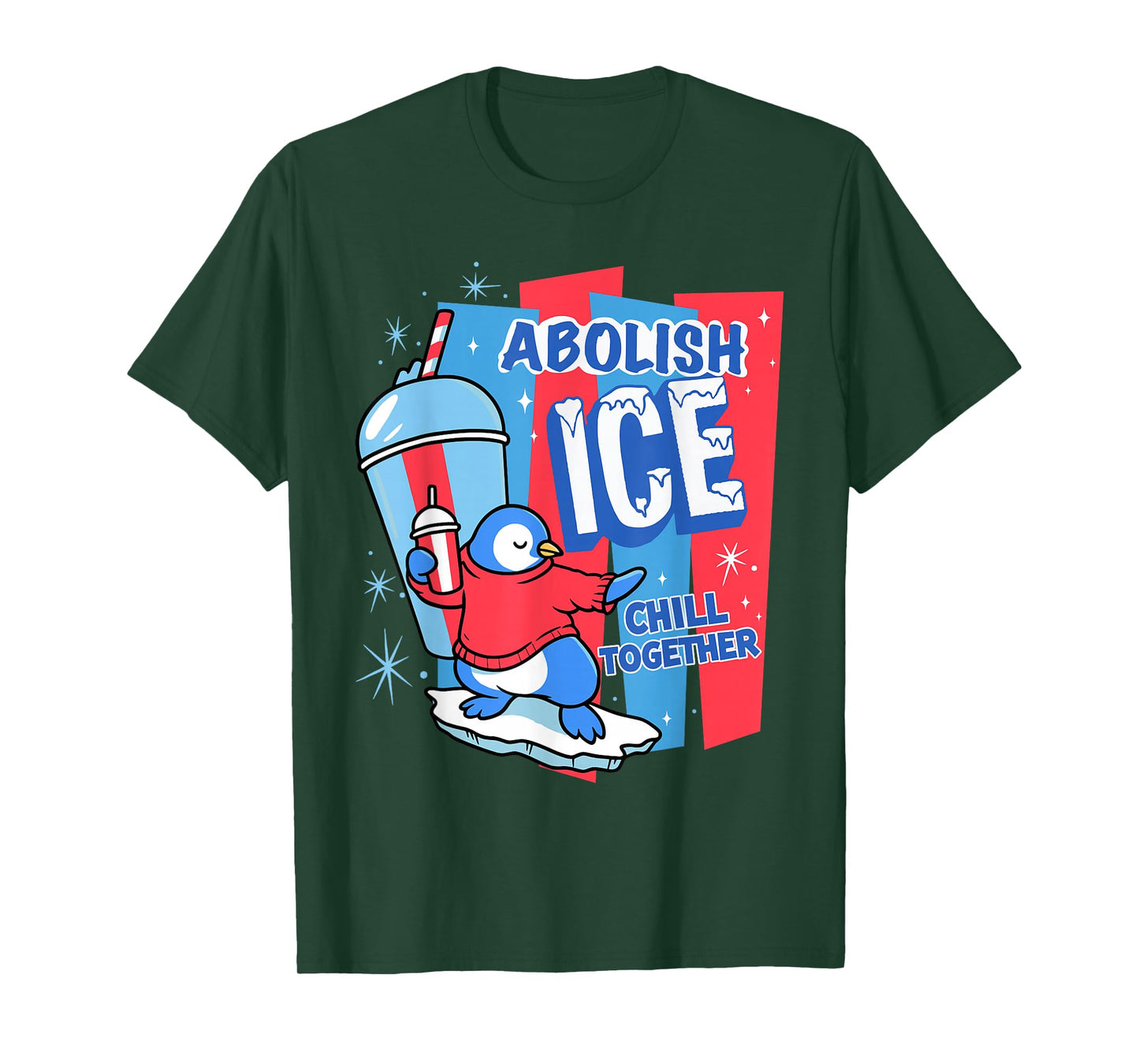 Abolish The Ice Penguin Slush Drink Funny Summer Chill Mode T-Shirt