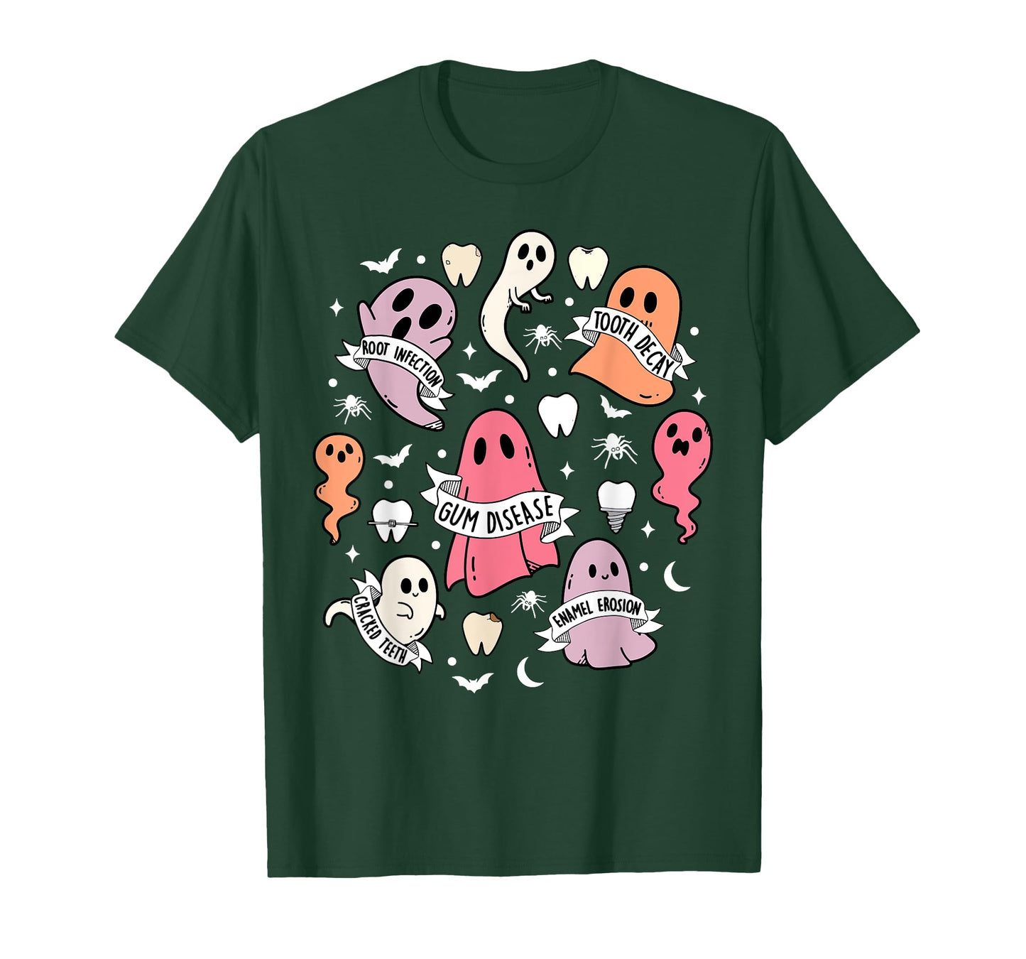 Dentist Ghost Spooky Halloween Dental Hygienist Assistant T-Shirt