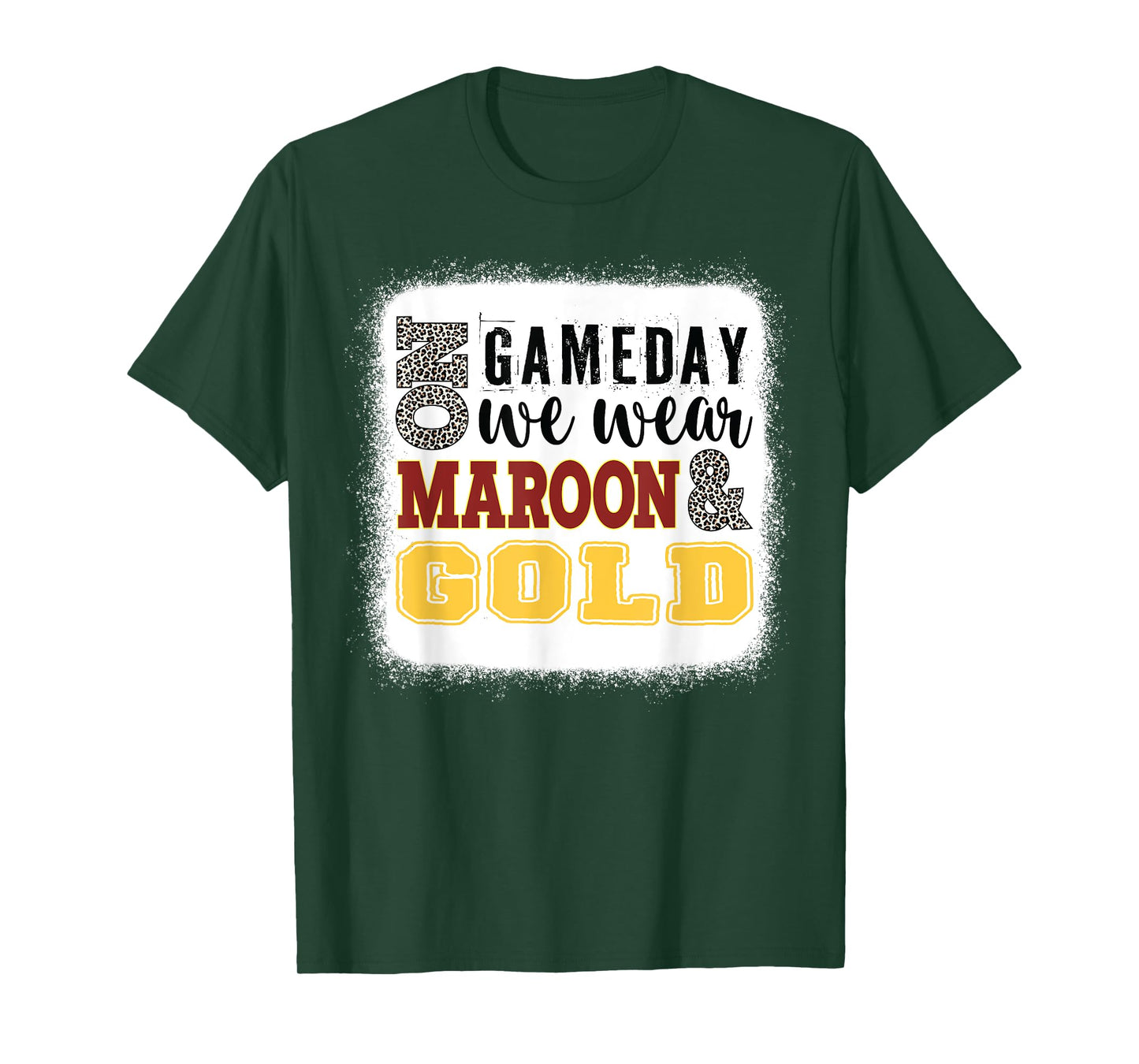 On Gameday Football We Wear Maroon And Gold Leopard Print T-Shirt