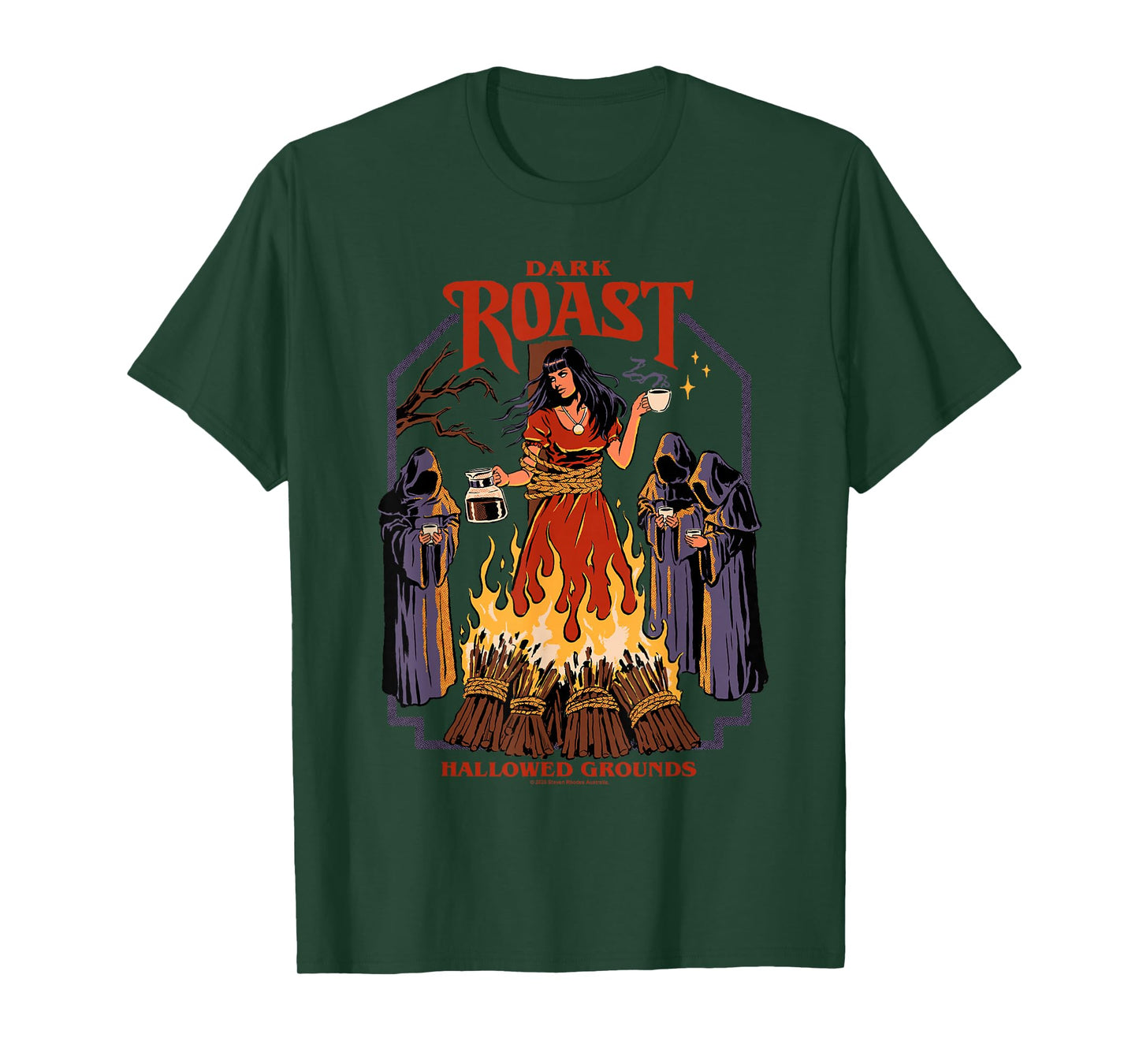 Dark Roast Coffee Witch Occult Retro Funny Adult Humor T-Shirt