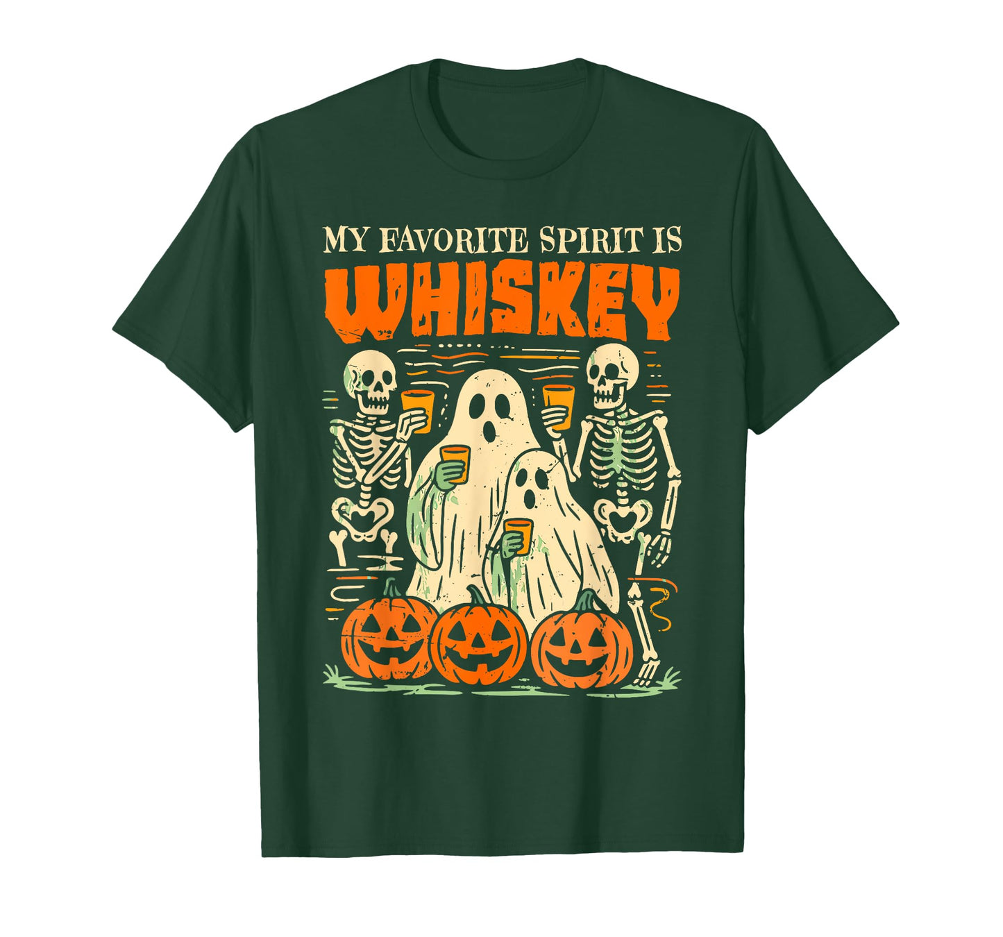 Funny Ghost Halloween Costume My Favorite Spirit Is Whiskey T-Shirt
